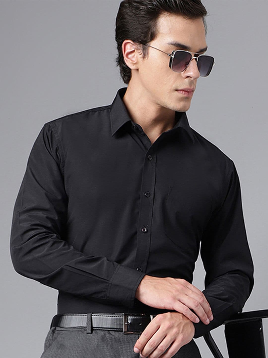 Hancock Men Black Slim Fit Formal Shirt - view 1