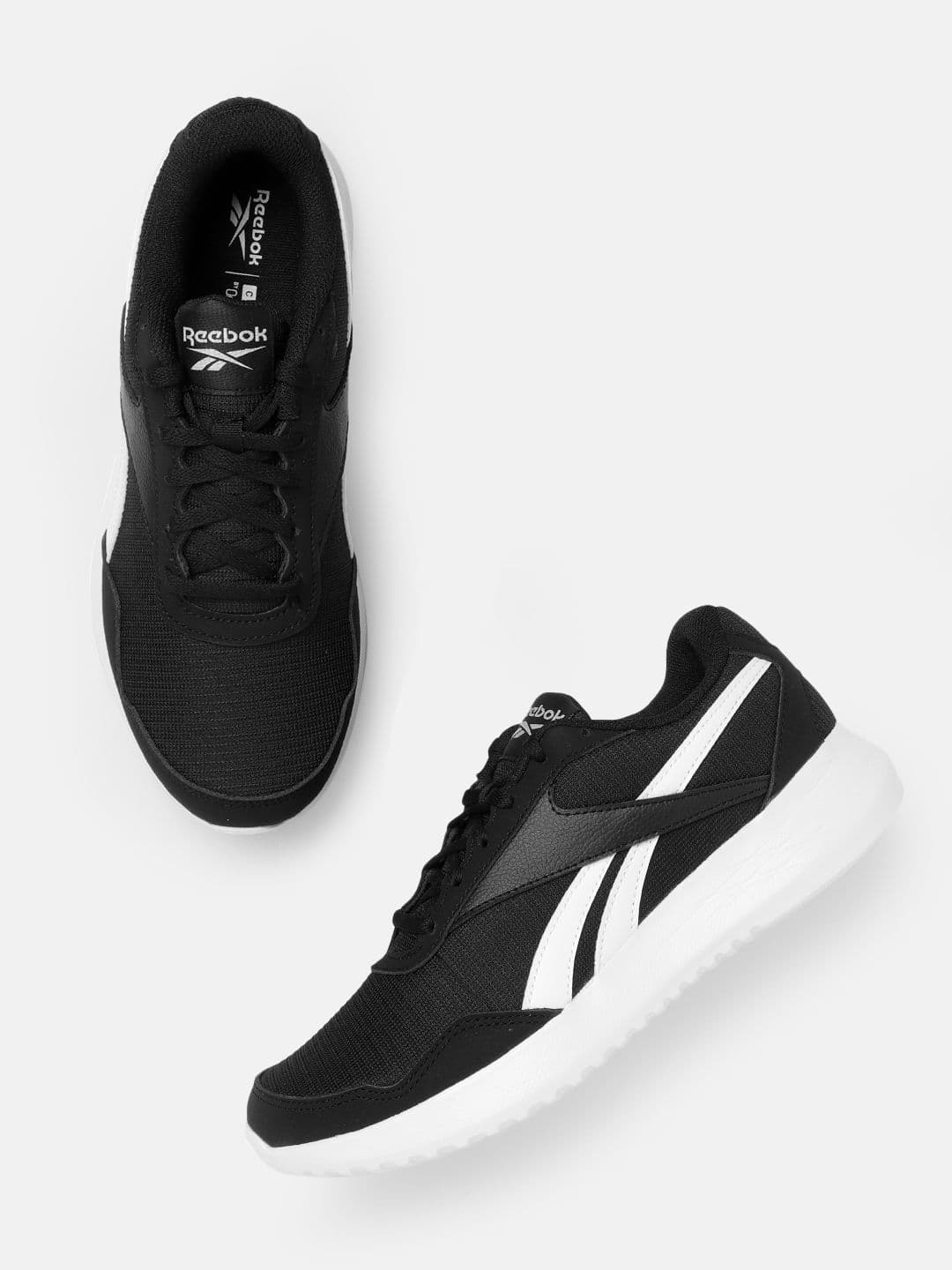 Reebok Men Black & White Woven Design Energen Lite Running Shoes - view 1