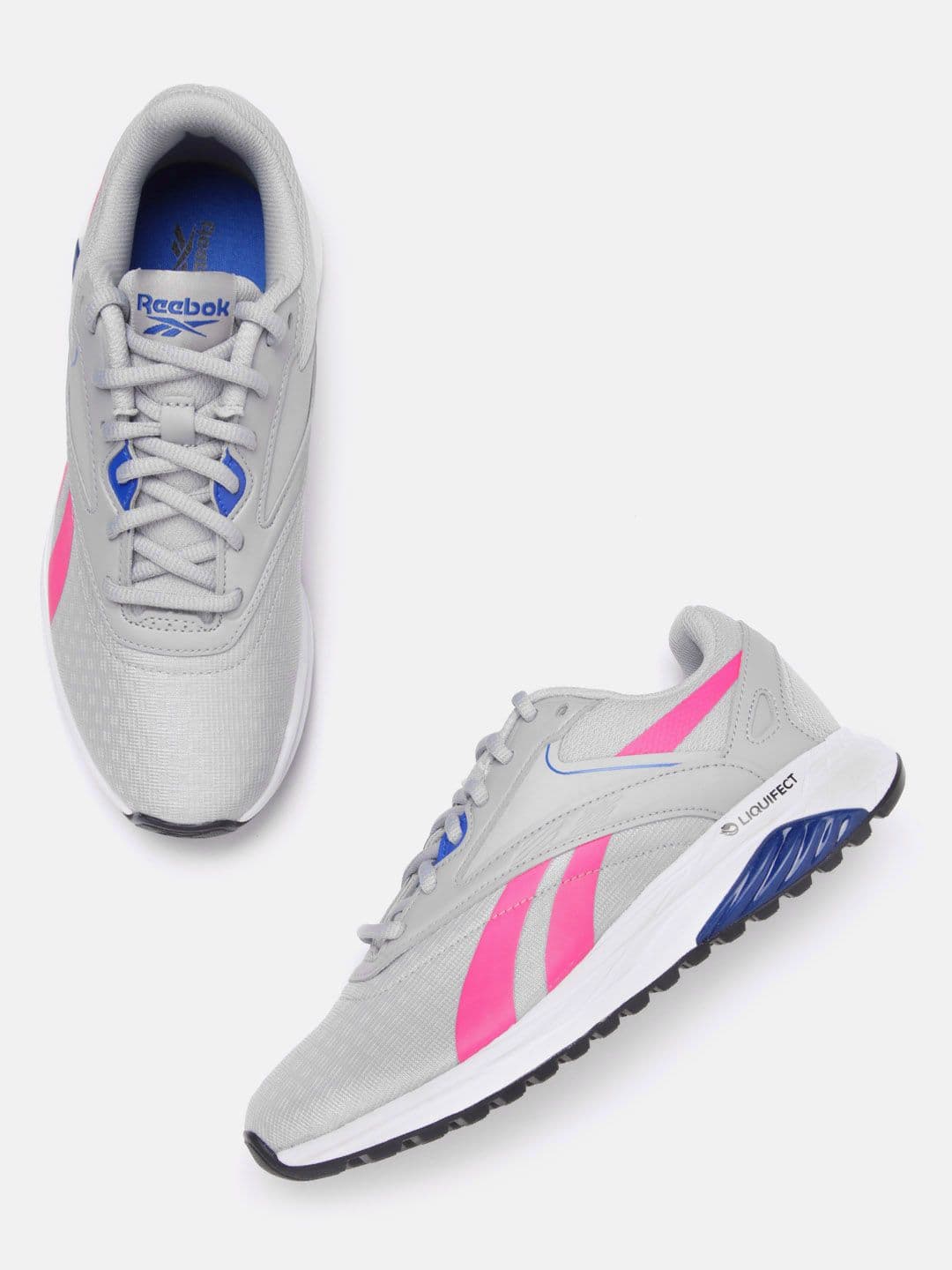 Reebok Women Grey & Pink Woven Design Liquifect 90 2 Running Shoes - view 1
