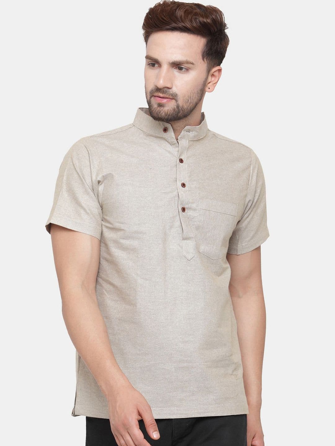 Sayesha Men Grey Cotton Kurta - view 1