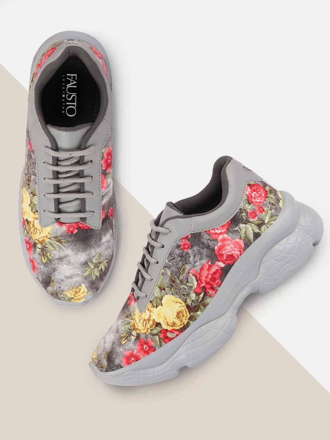FAUSTO Women Grey Running Non-Marking Shoes - view 1