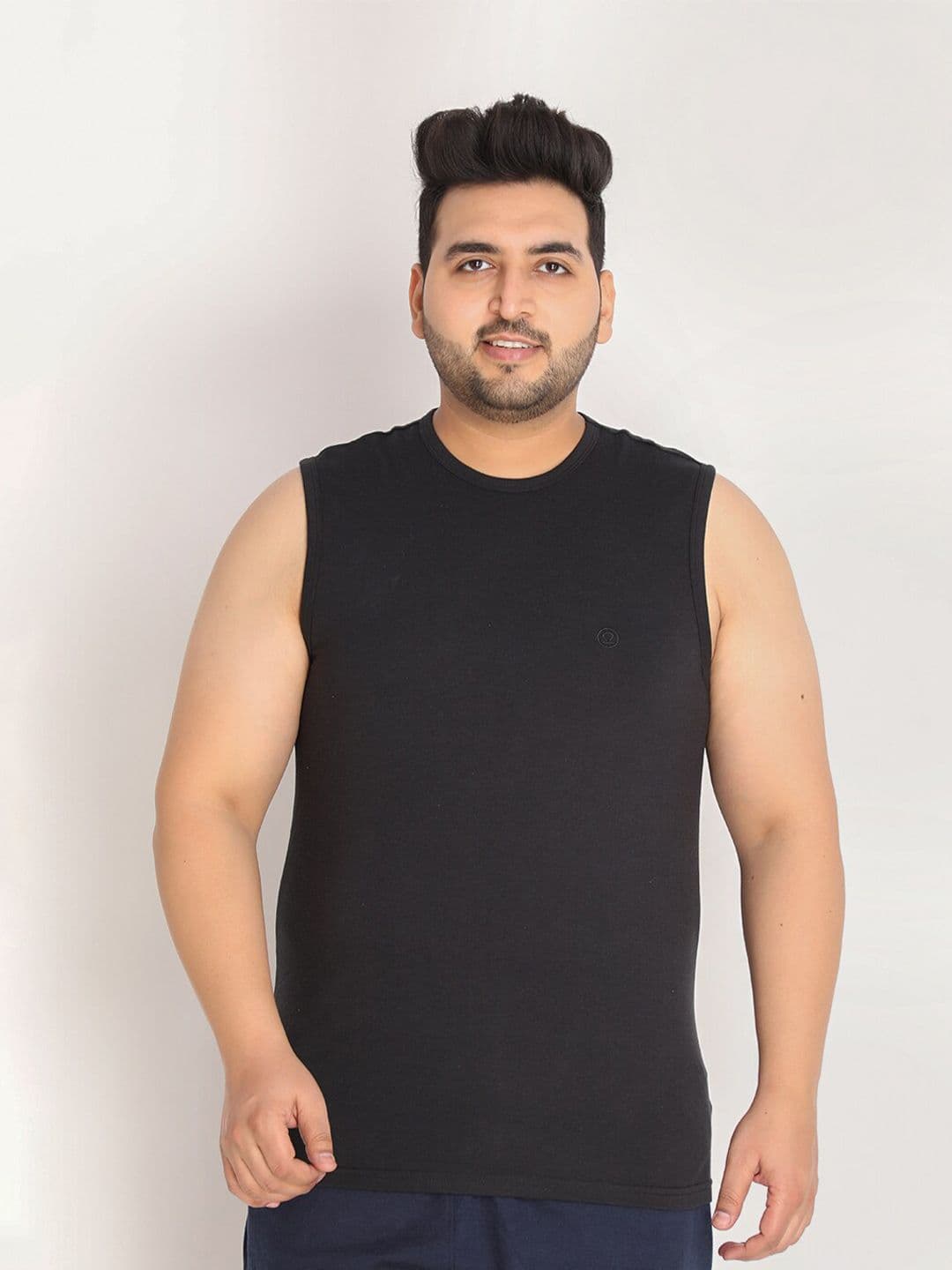 CHKOKKO Plus Men Black Cotton Gym Innerwear Vest - view 1