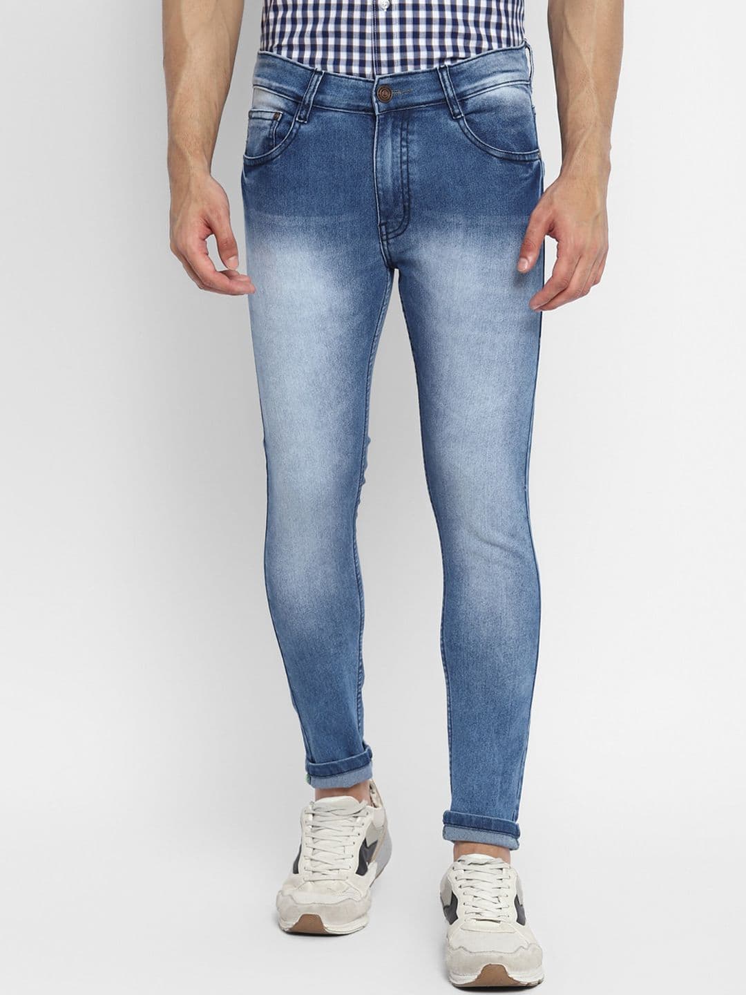 Routeen Men Blue Tapered Fit Heavy Fade Stretchable Jeans - view 1