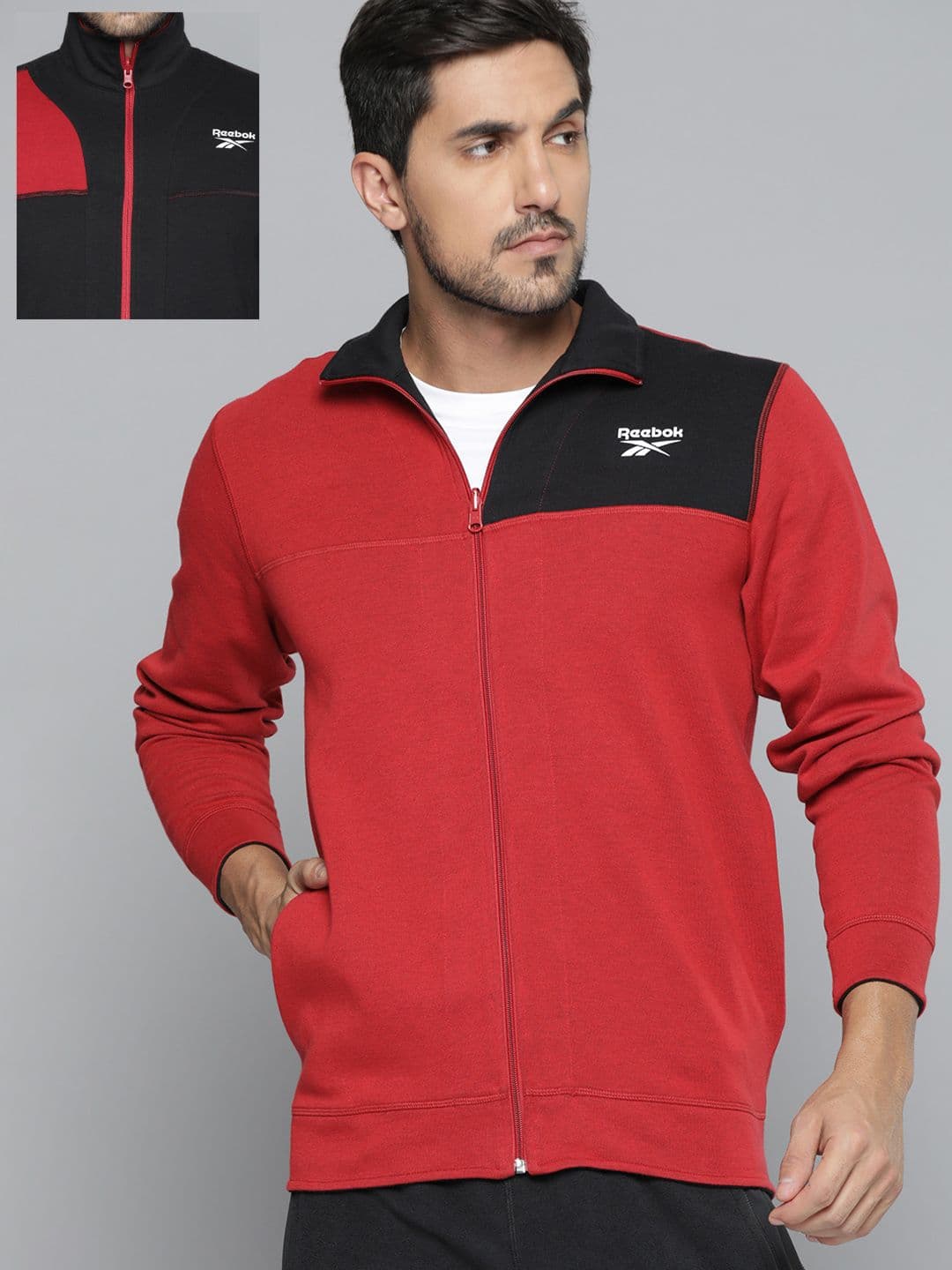 Reebok Men Red & Black Reversible Training Sporty Jacket - view 1