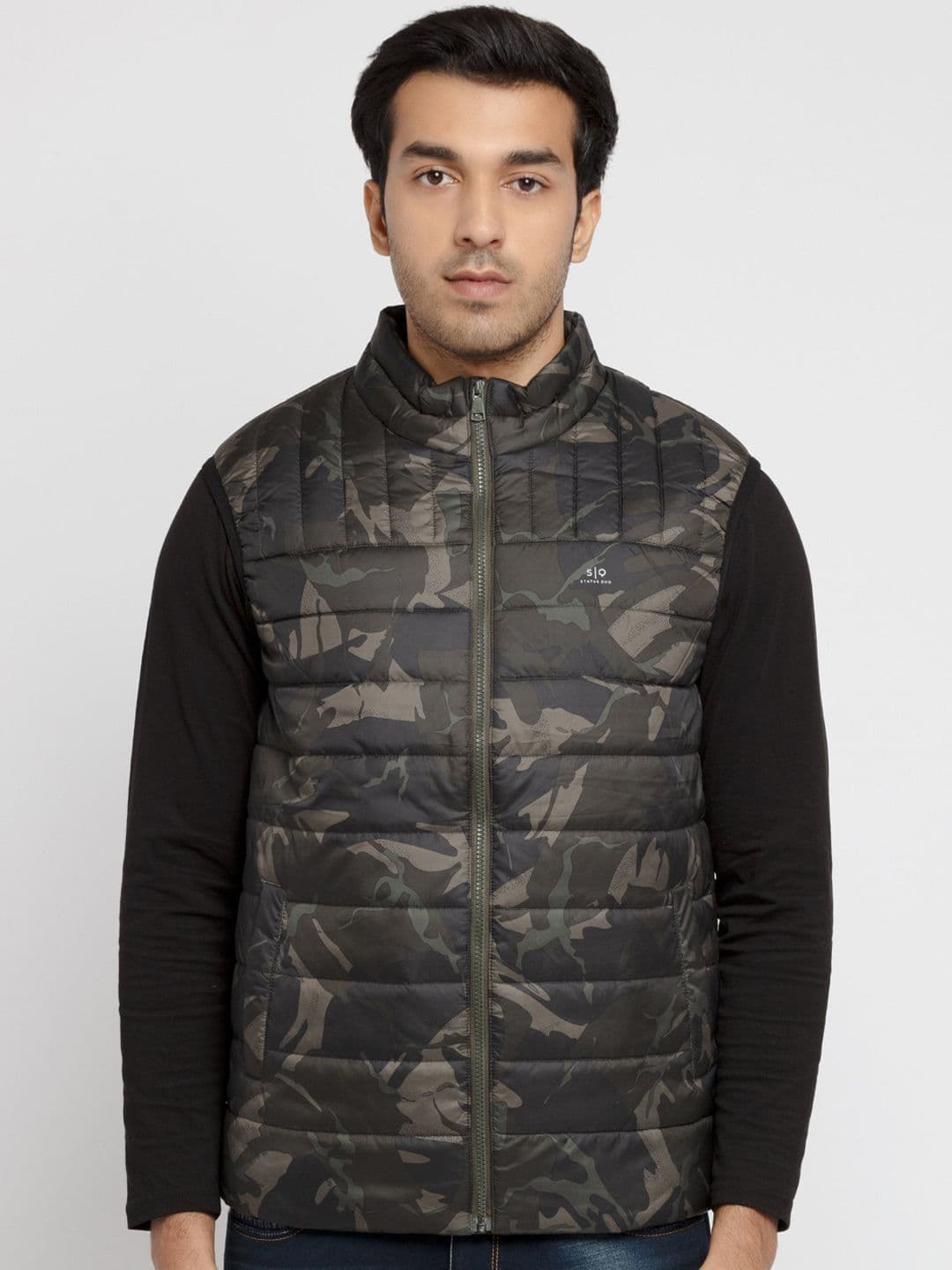 Status Quo Men Olive Green Puffer Jacket - view 1