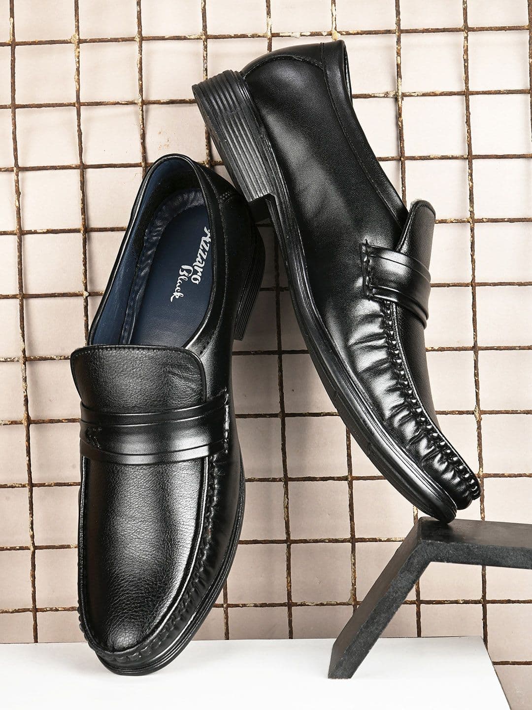 Azzaro Black Men Black Solid Formal Slip-on Shoes - view 1