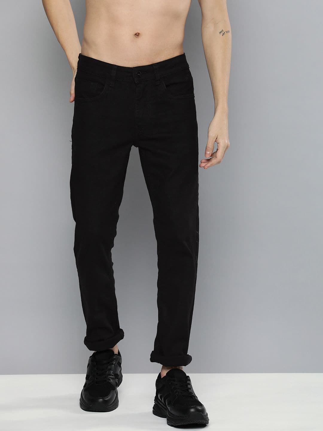 Flying Machine Men Black Micheal Slim Tapered Fit Stretchable Jeans