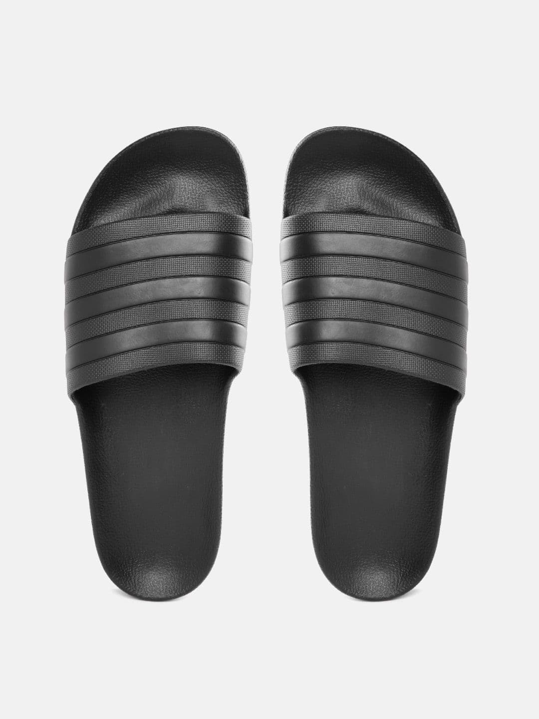 ADIDAS Unisex Black Self-Striped Adilette Aqua Sliders - view 1