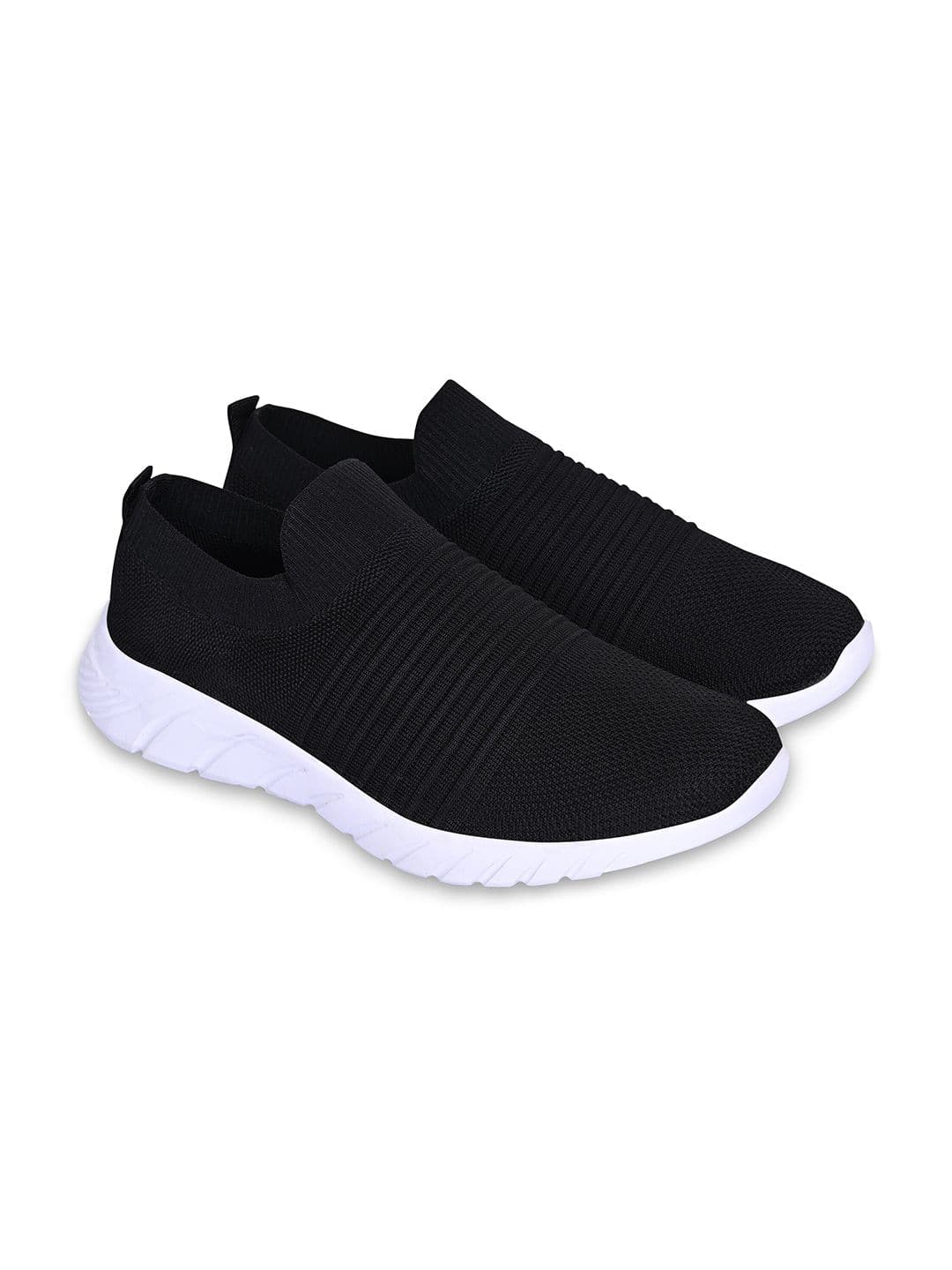 TPENT Men Black Textile Walking Shoes - view 1