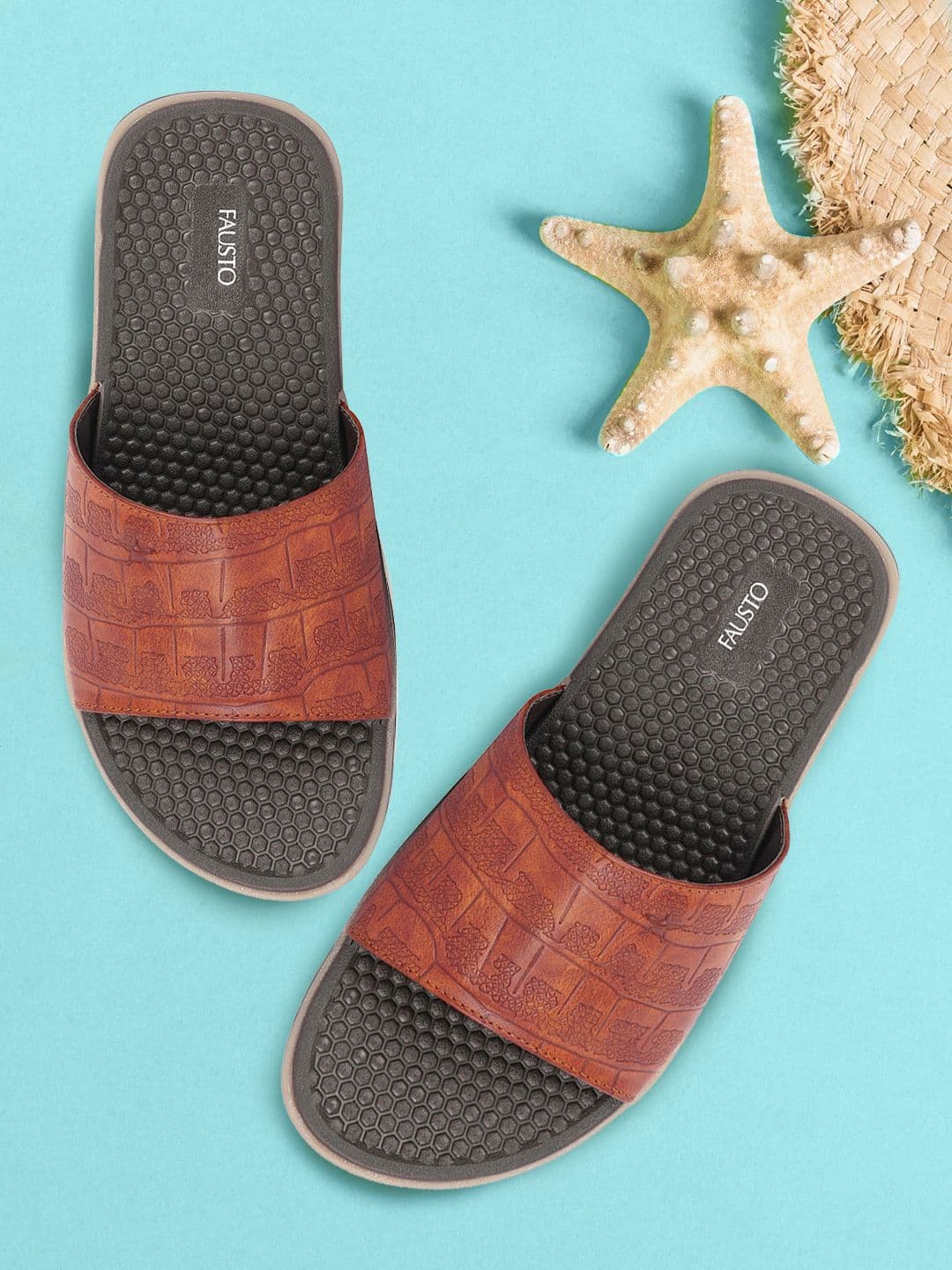 FAUSTO Men Tan & Brown Sliders - view 1