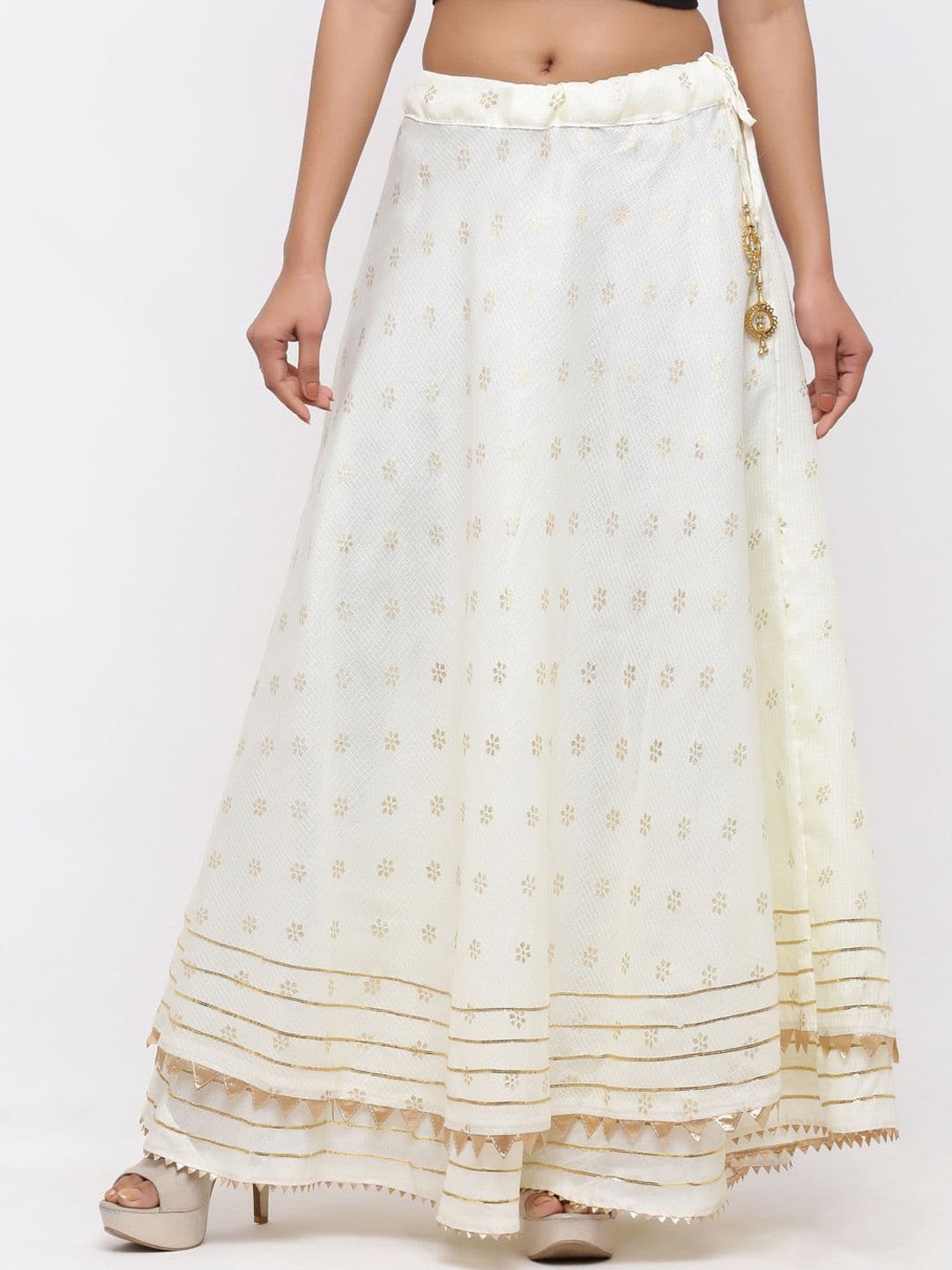 SOUNDARYA Women Off White Printed Pure Cotton Skirts - view 1