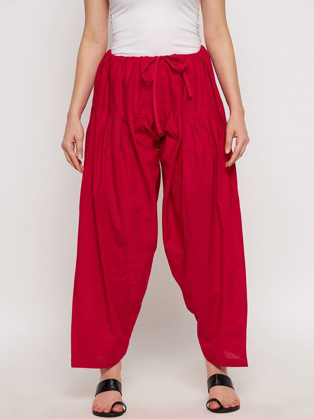 Clora Creation Women Red Solid Pure Cotton Loose-Fit Salwar - view 1