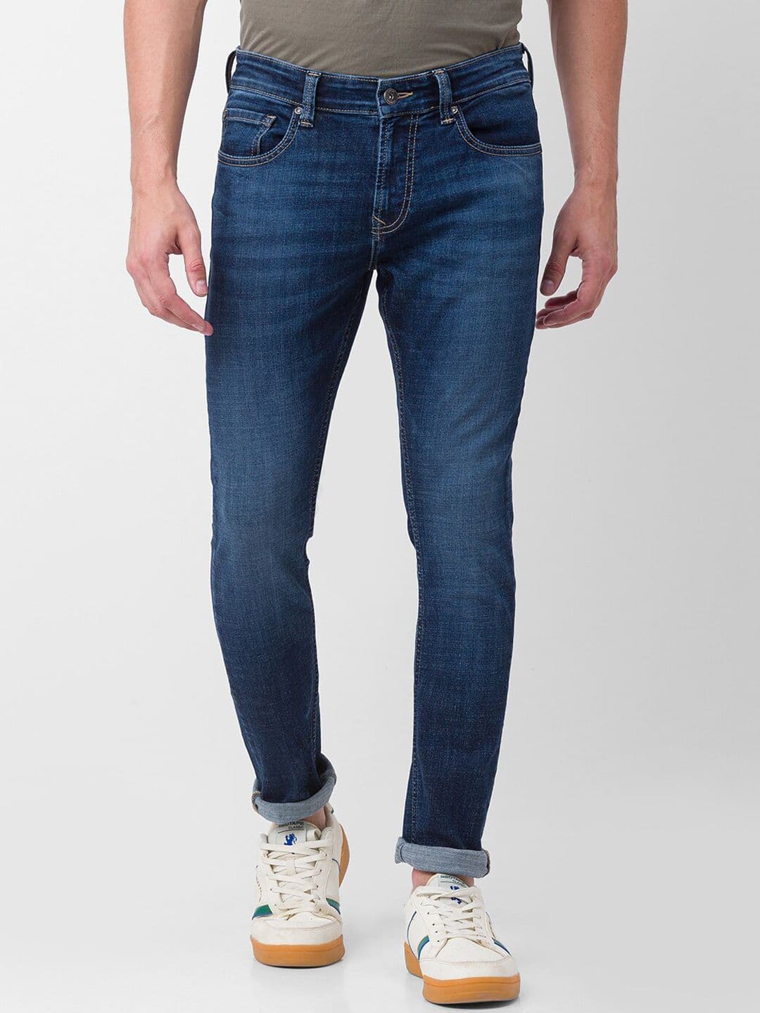 SPYKAR Men Blue Skinny Fit Low-Rise Light Fade Jeans - view 1