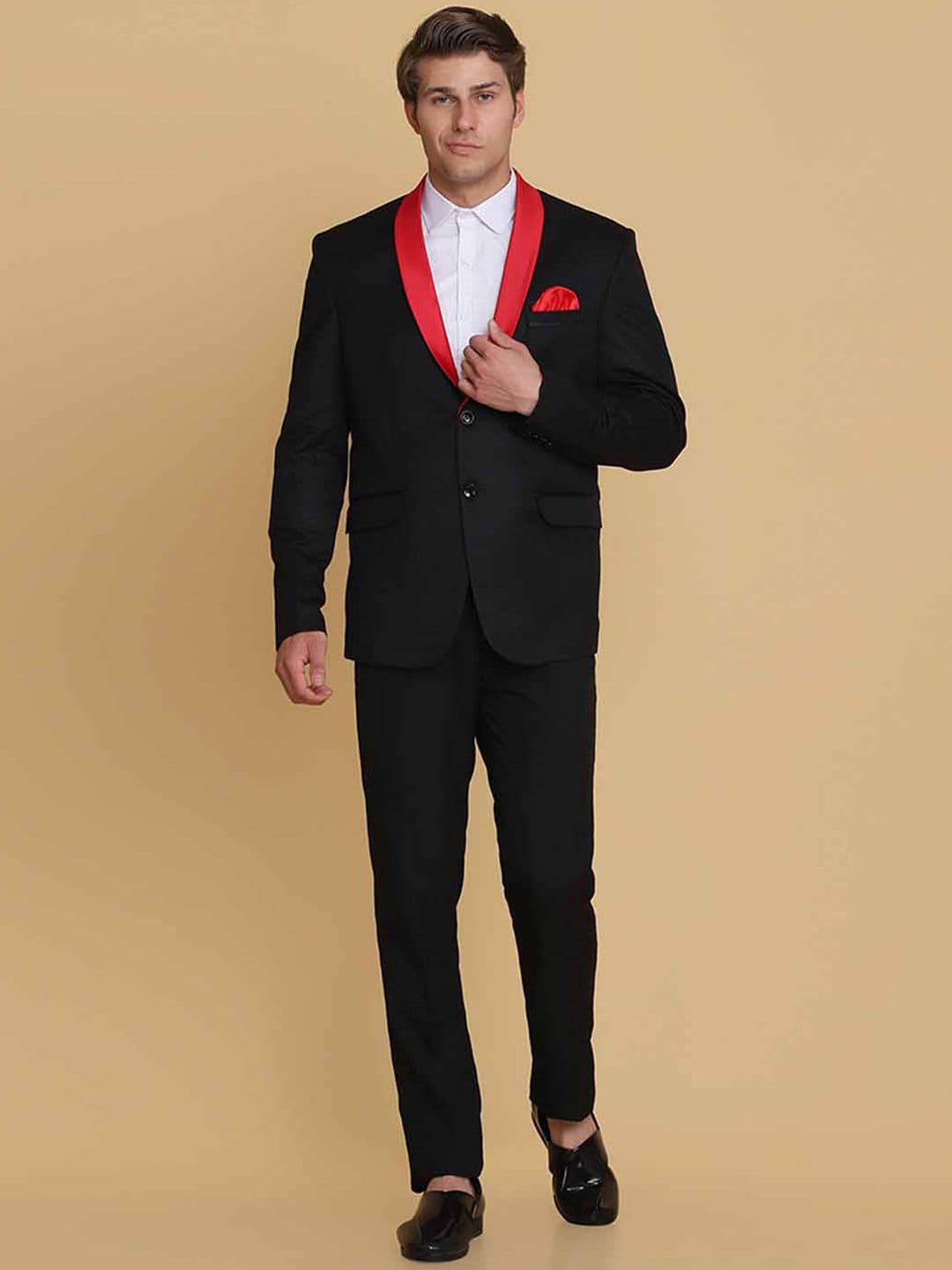 TAHVO Men Black Solid 2-Piece Single Breasted Suit - view 1