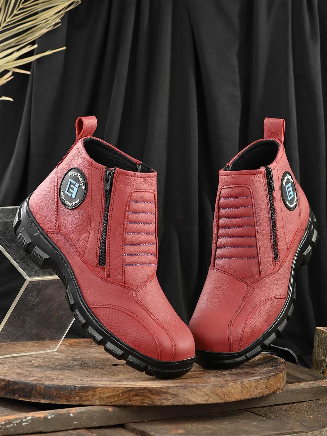 Eego Italy Men Red Leather Trekking Non-Marking Shoes - view 1