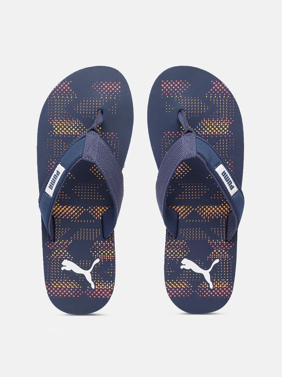 Puma Unisex Navy Blue Abstract Printed Thong Flip-Flops - view 1