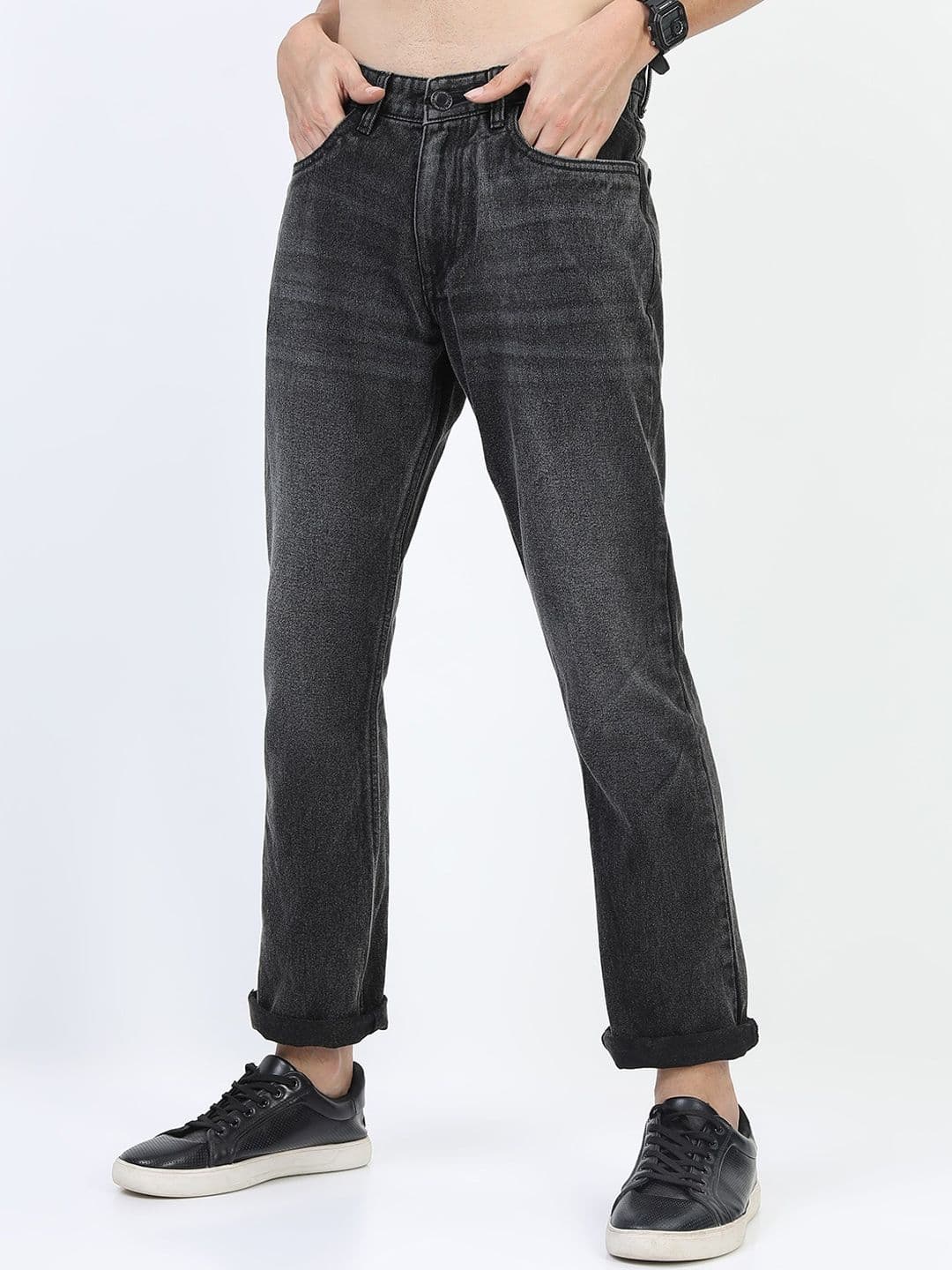 HIGHLANDER Men Black Straight Fit Clean look Light Fade Stretchable Jeans - view 1