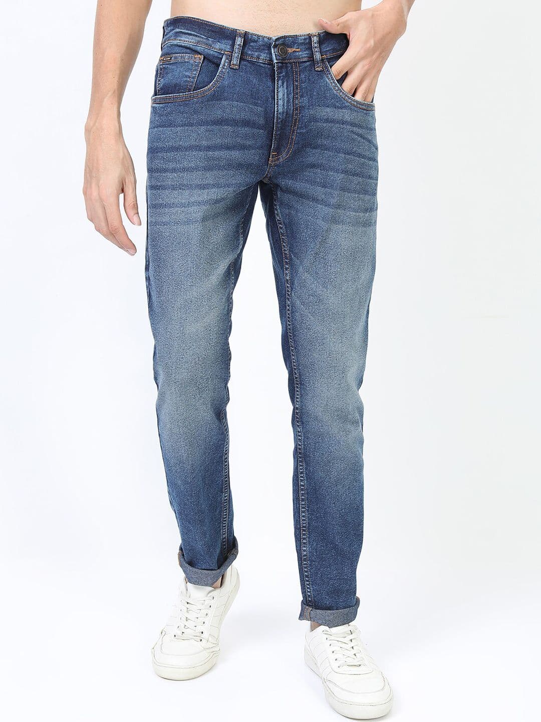 HIGHLANDER Men Blue Slim Fit Clean look Heavy Fade Stretchable Jeans - view 1