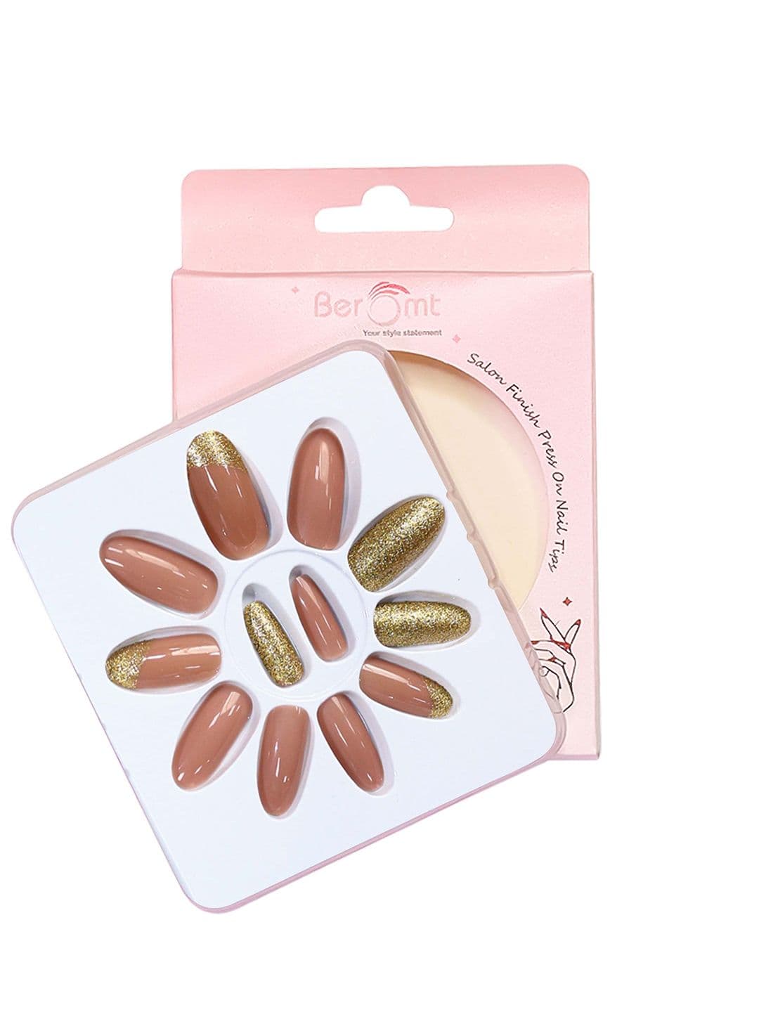 BEROMT 12 Pcs Long-Lasting Reusable Lightweight Salon Finish Press on Nail Tips- Shade 228 - view 1