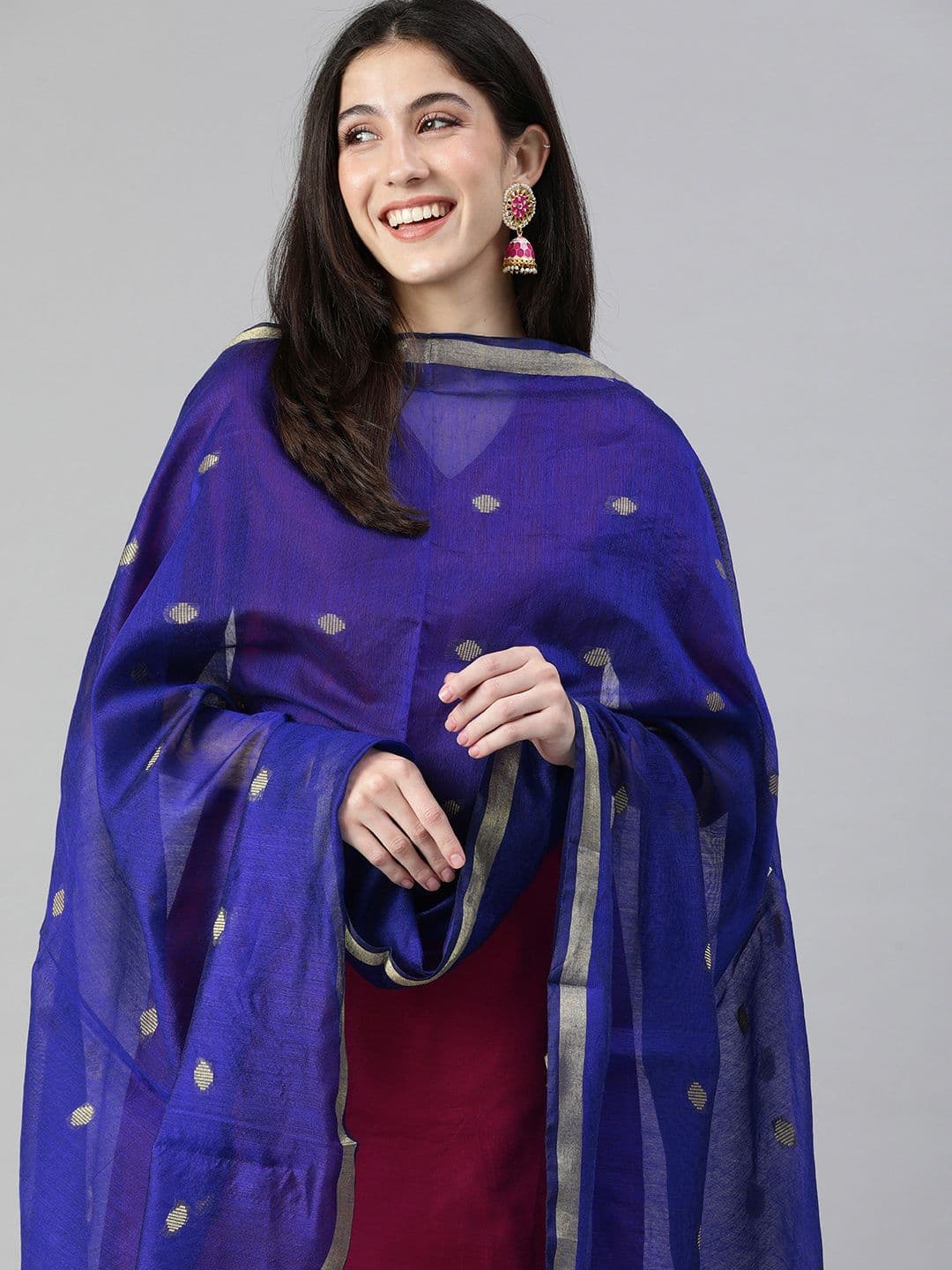 swatika Blue Woven Design Bhagalpuri Dupatta - view 1