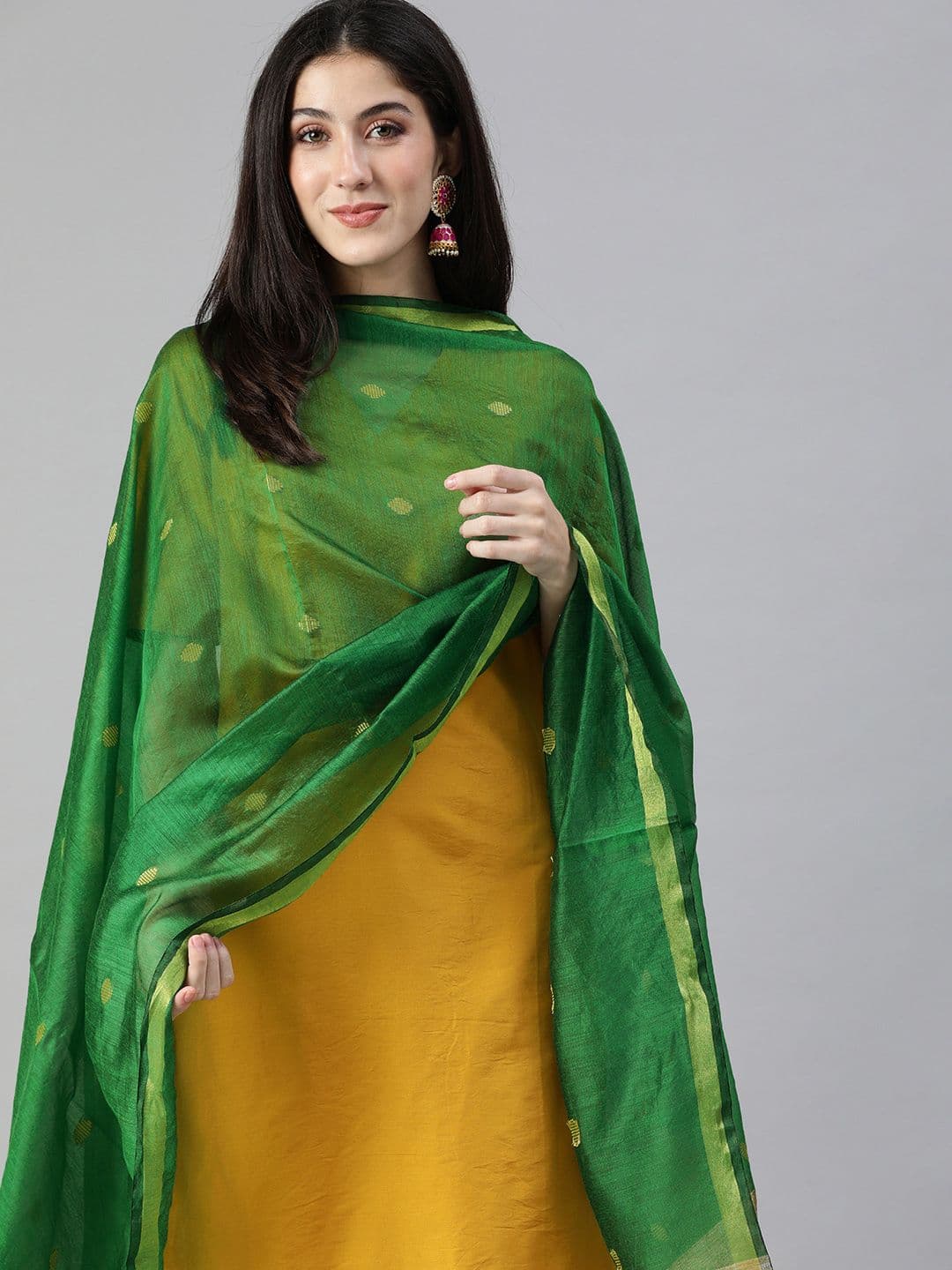 swatika Green Woven Design Bhagalpuri Dupatta - view 1