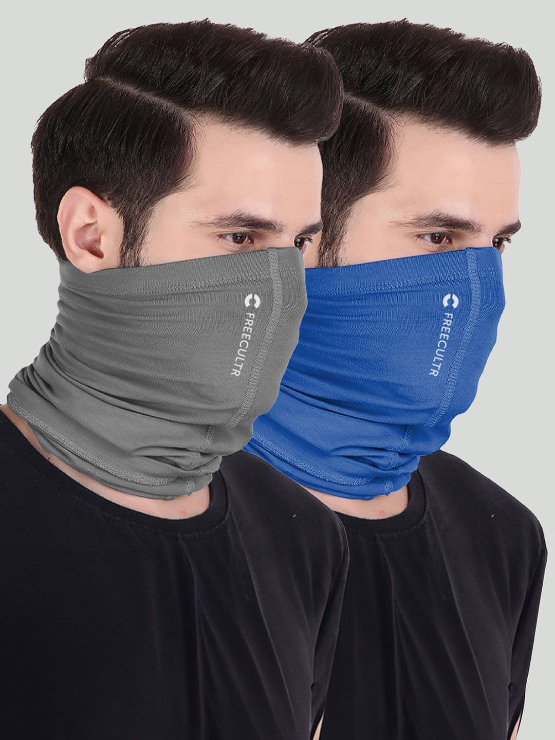 FREECULTR Set of 2 Charcoal grey & Blue Anti Microbial Bamboo Cloth Headband - view 1