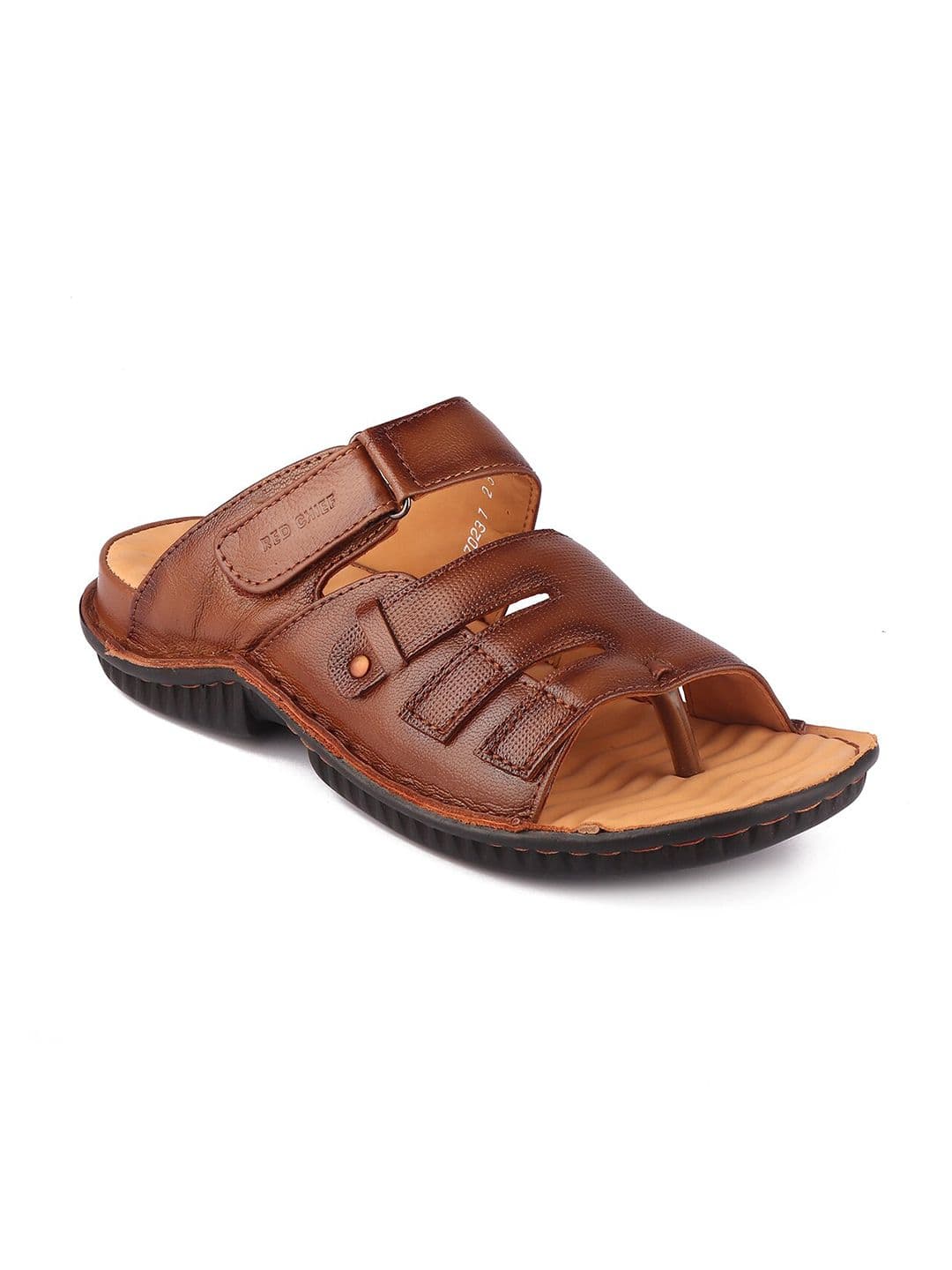 Red Chief Men Tan Brown Leather Comfort Sandals - view 1