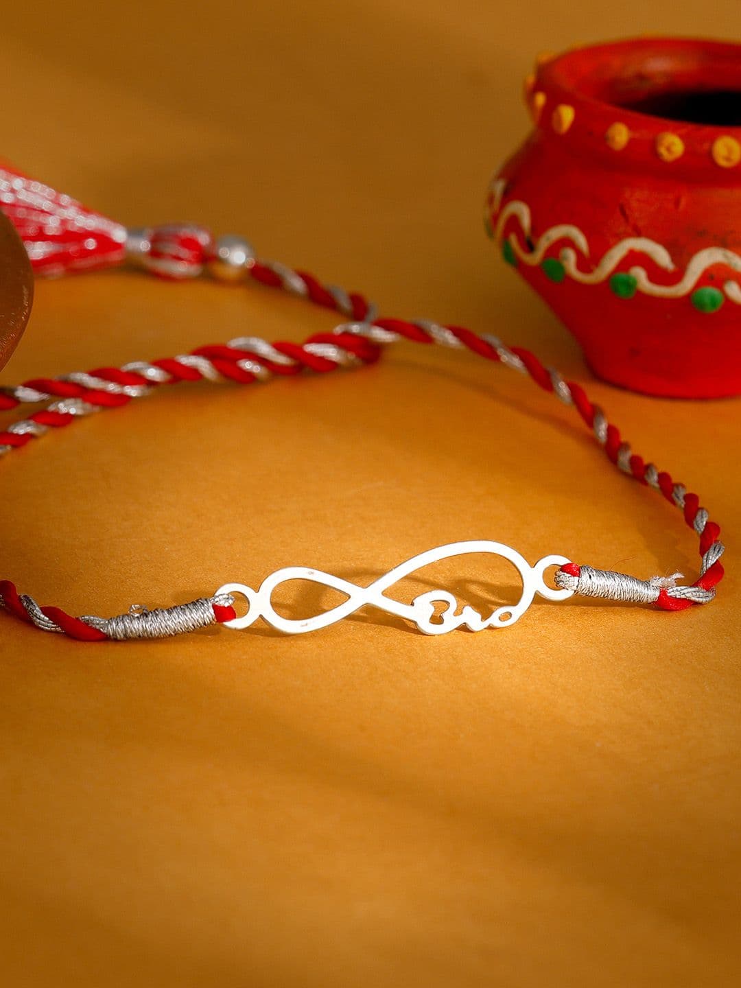 GIVA 925 Sterling Silver Infinity Rakhi with Roli Chawal - view 1