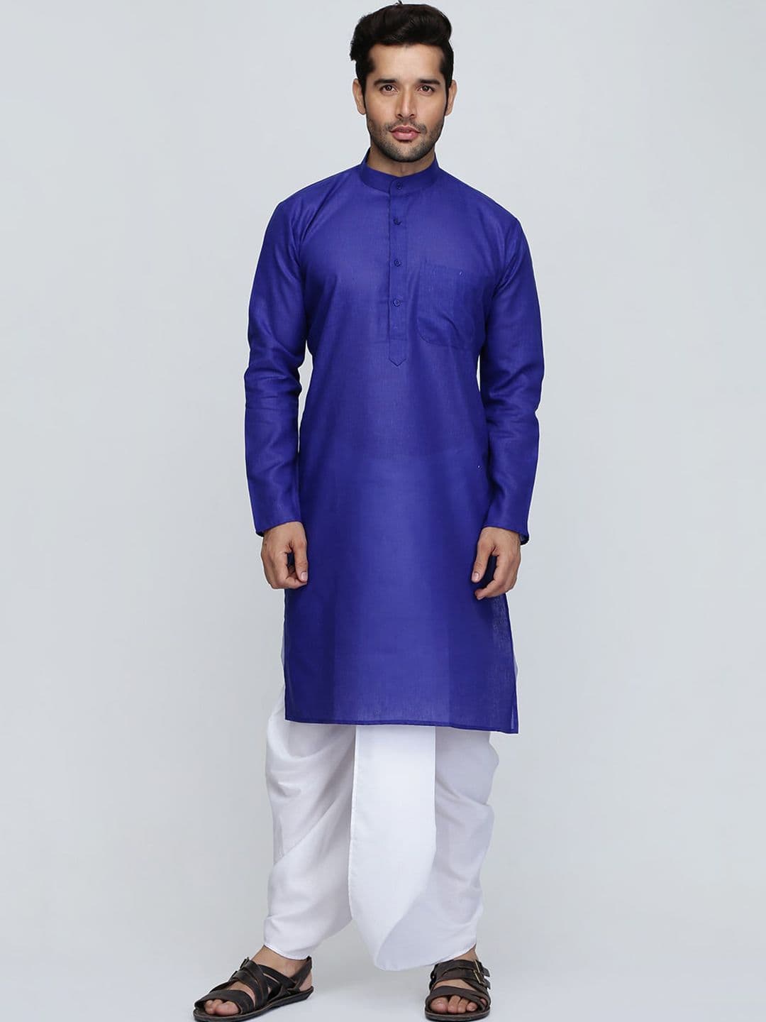 ROYAL KURTA Men Blue Thread Work Summer Sheers Kurta - view 1