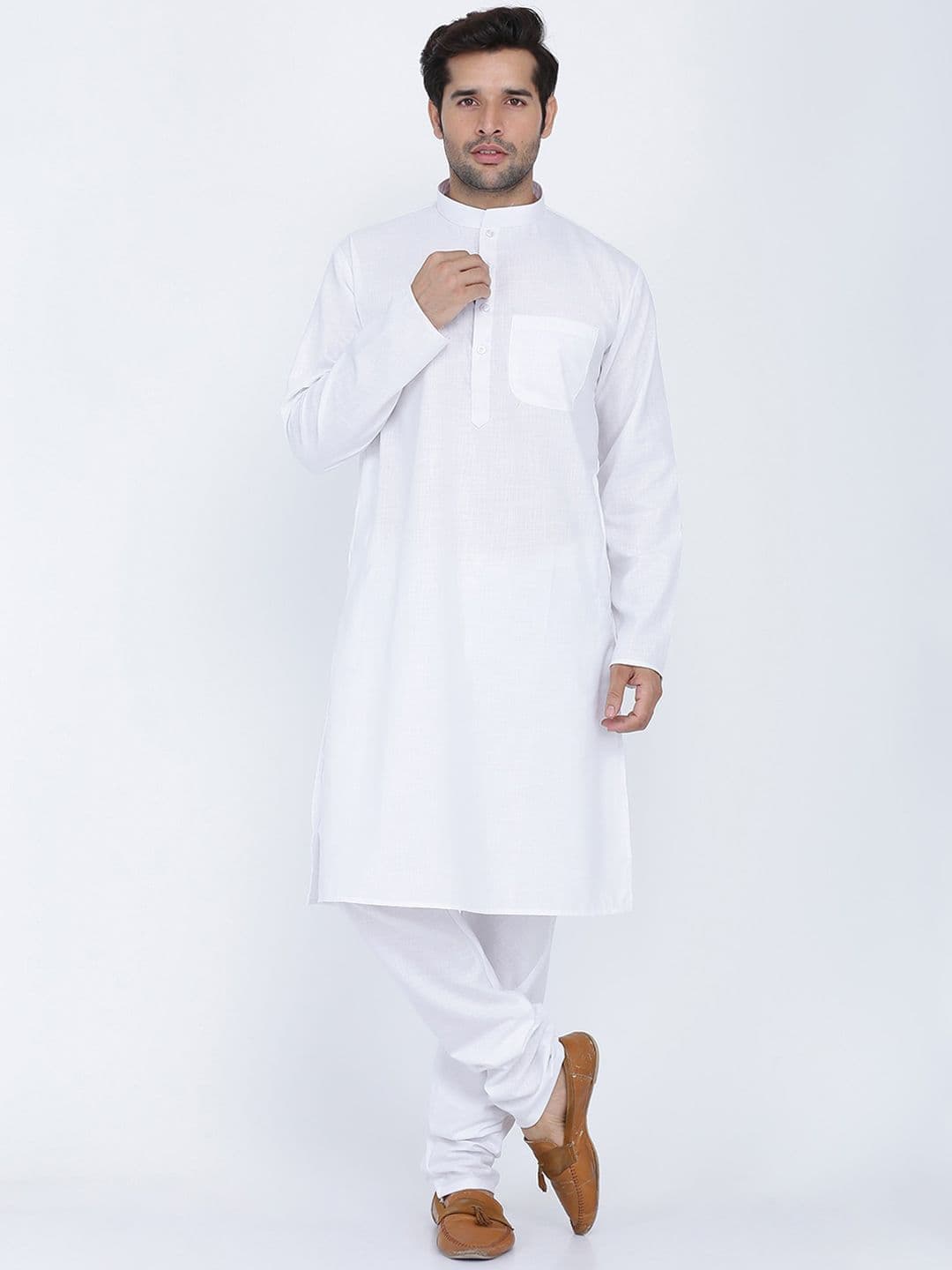 ROYAL KURTA Men White Solid Pure Cotton Kurta - view 1