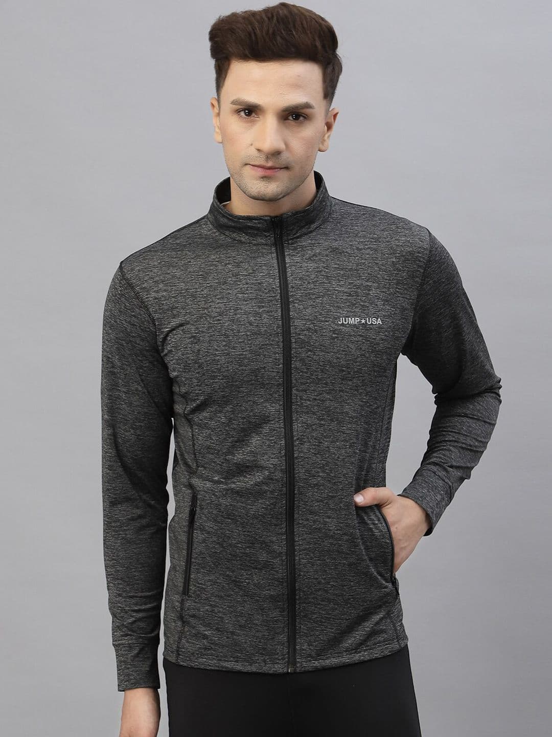 JUMP USA Training Men Black Rapid-Dry Solid Jackets - view 1