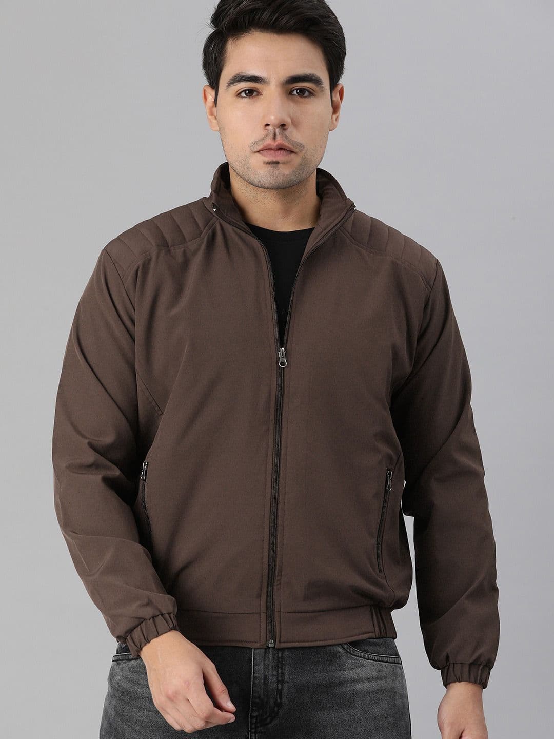 VOXATI Men Maroon Windcheater Long Sleeves Bomber Jacket - view 1