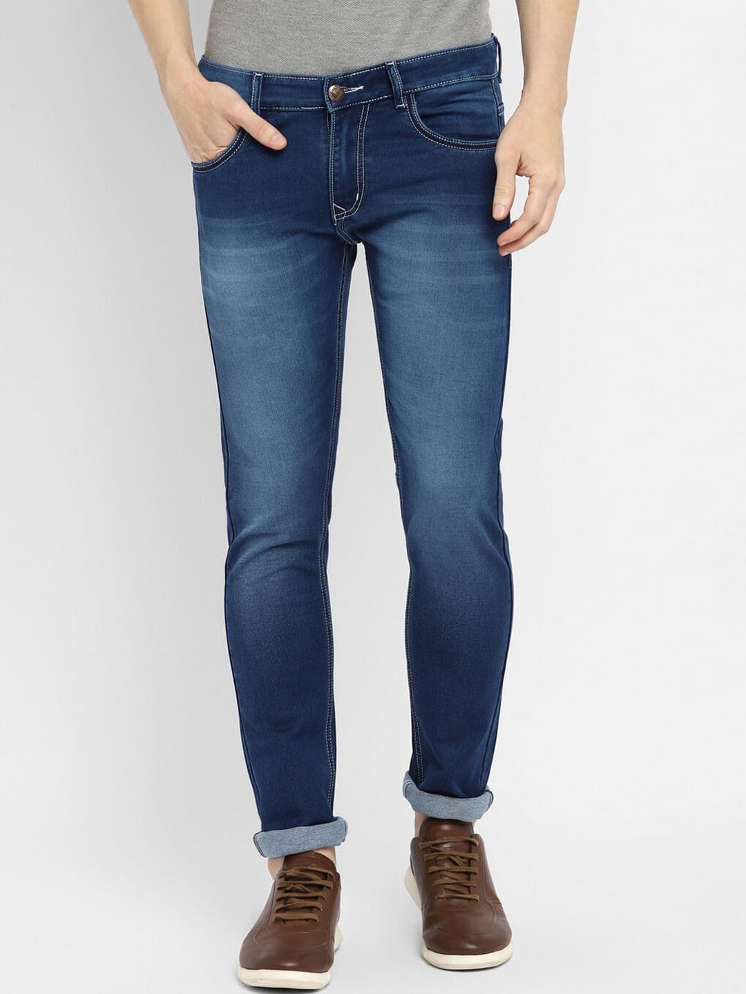 Routeen Men Blue Slim Fit Heavy Fade Stretchable Jeans - view 1