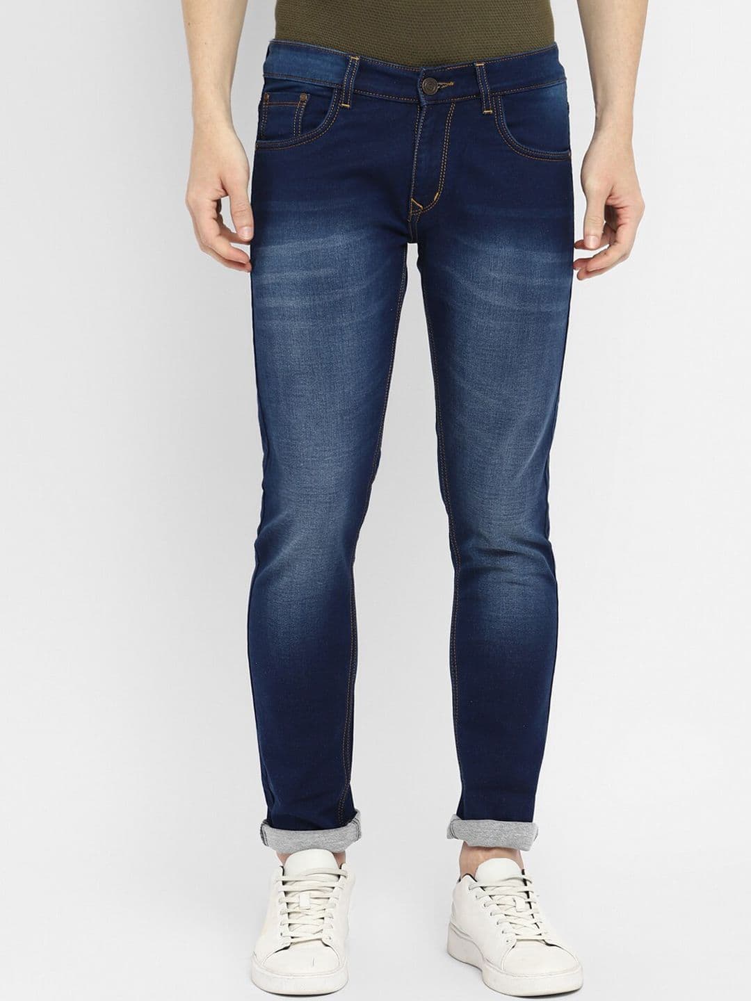 Routeen Men Blue Slim Fit Heavy Fade Stretchable Jeans - view 1