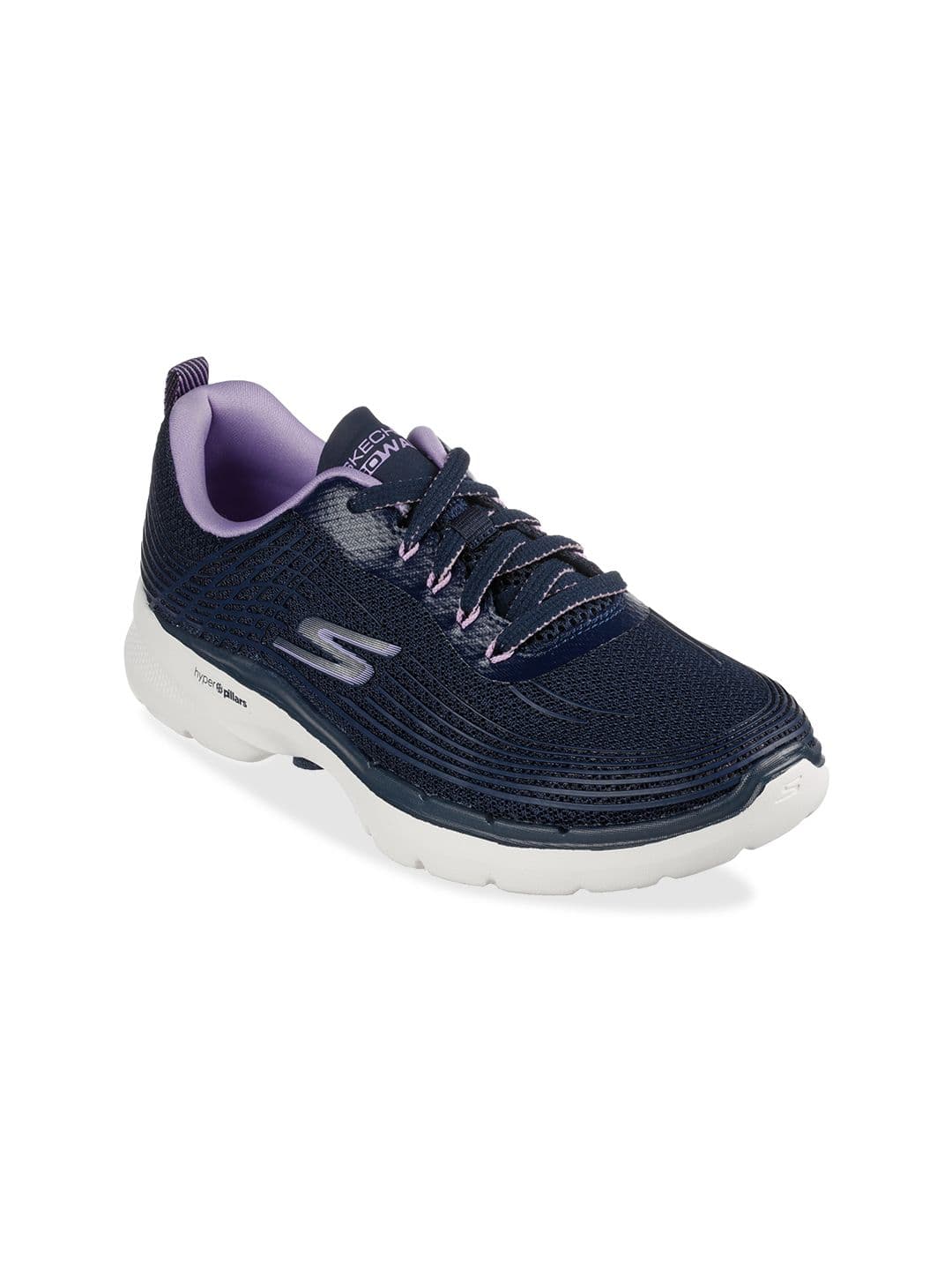 Skechers Women Navy Blue Mesh High-Top Walking Non-Marking Shoes - view 1