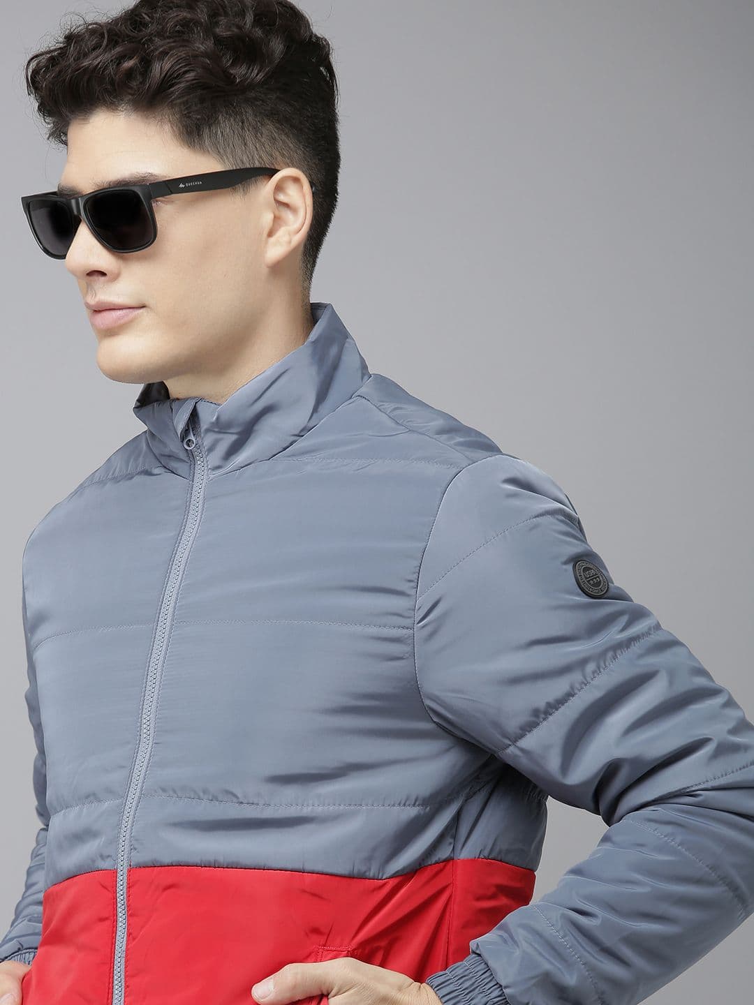 U.S. Polo Assn. Men Grey Red Colourblocked Puffer Jacket - view 1