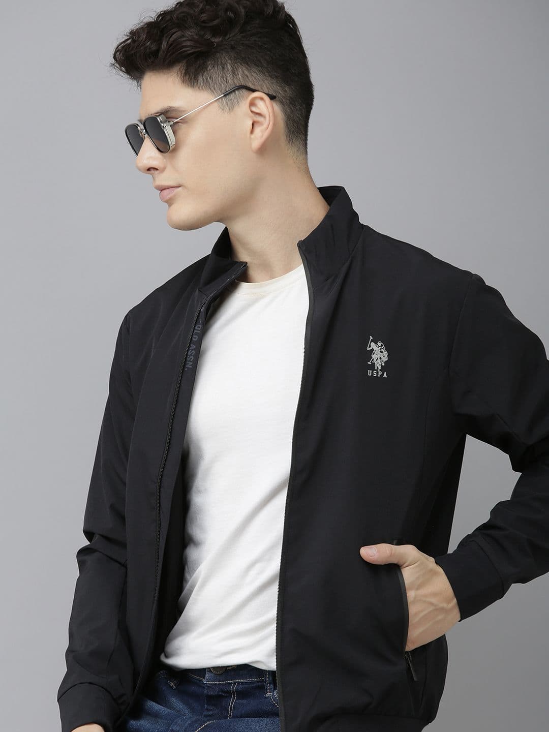 U.S. Polo Assn. U S Polo Assn Men Black Brand Logo Long Sleeves Bomber Jacket - view 1