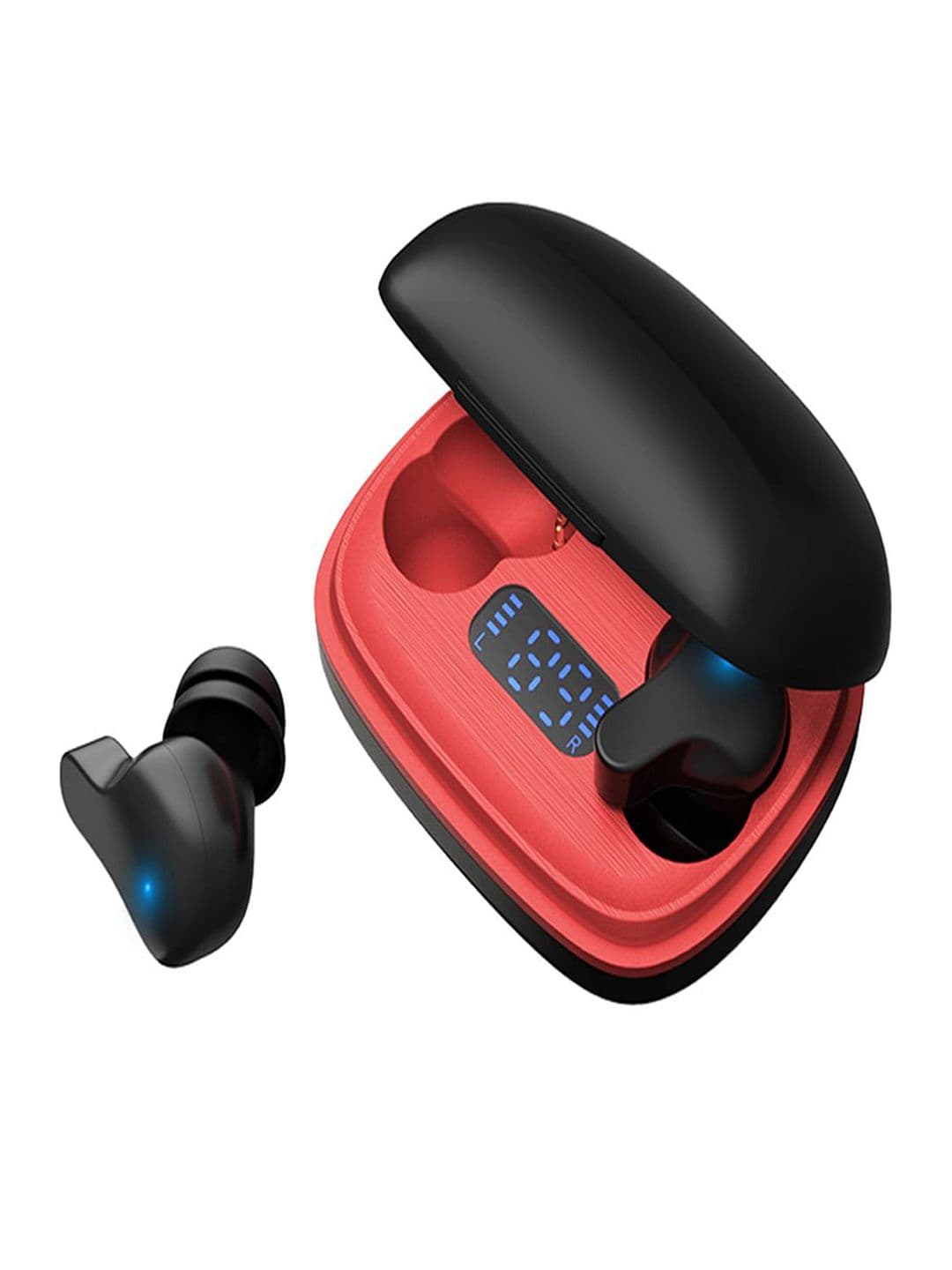 EYNK Black & Red Solid Bluetooth 5.0 Earbuds with Potable 400mAh Charging Box - view 1