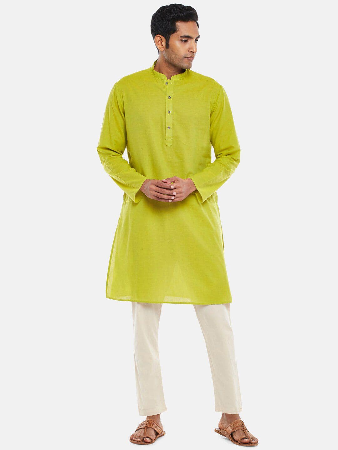indus route by Pantaloons Men Lime Green Kurta - view 1