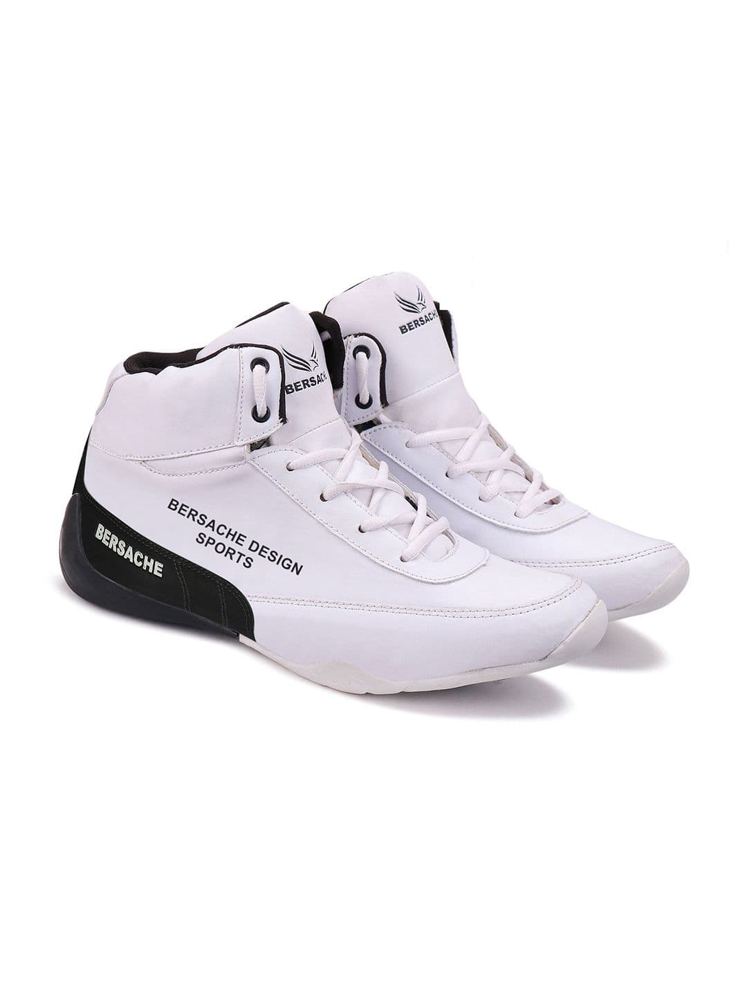 BERSACHE Men White Mesh Running Shoes - view 1