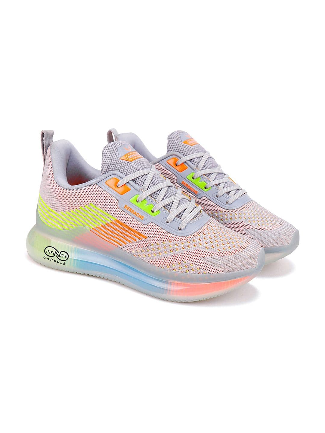 BERSACHE Men Grey & Blue Mesh Running Shoes - view 1