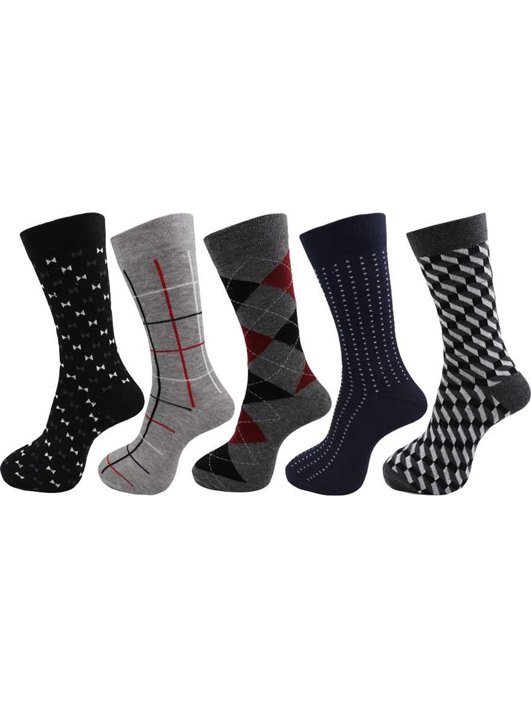 RC. ROYAL CLASS Men Pack Of 5 Multicolored Patterned Cotton Calf-Length Socks - view 1