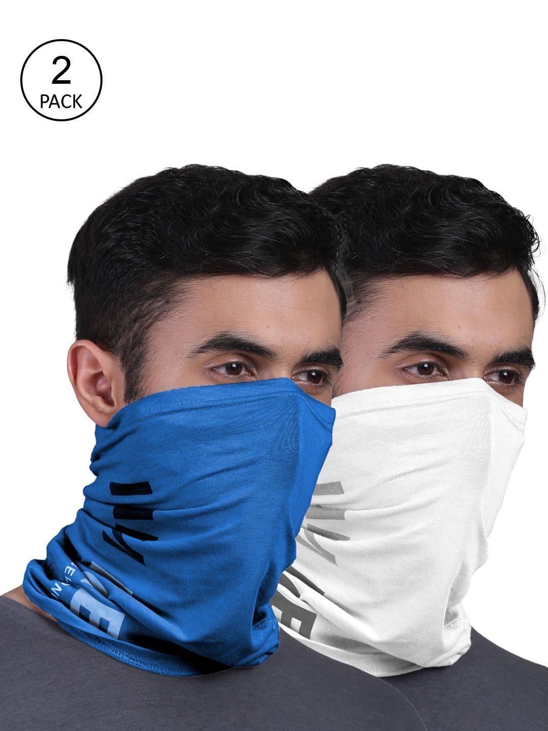 FREECULTR Adults Set Of 2 Solid Blue, White Anti-Microbial Bandana Bamboo Headband - view 1