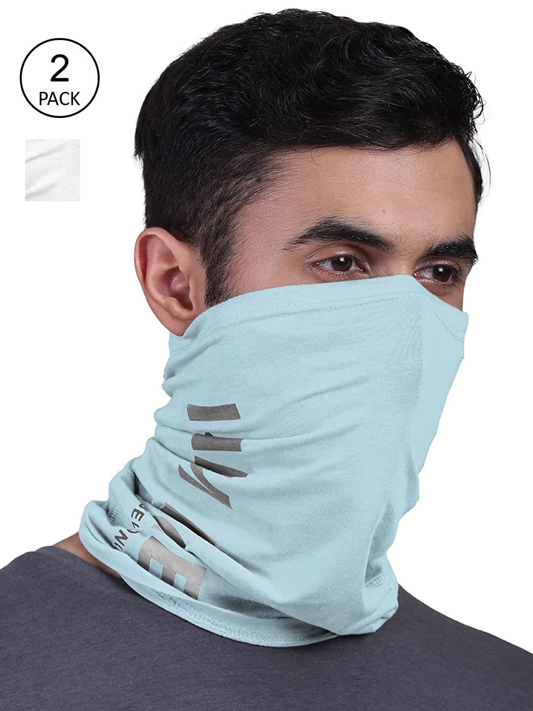 FREECULTR Set Of 2 White & Blue Solid Anti-Microbial Bandana - view 1