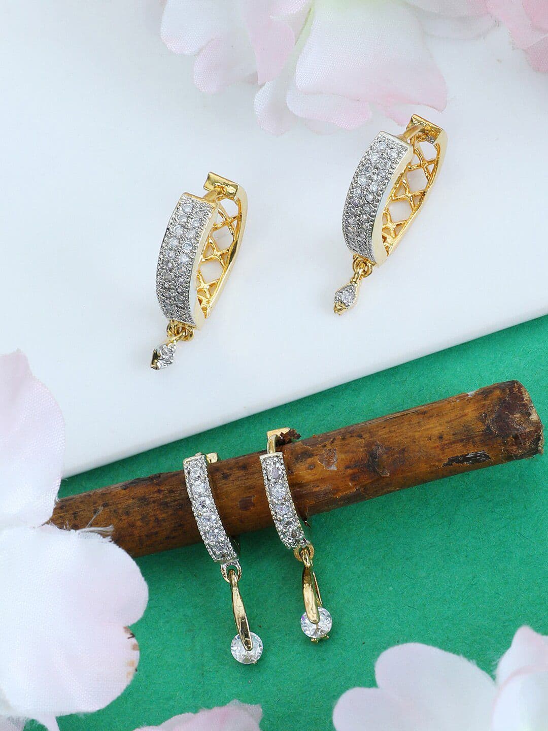 Bhana Fashion White Contemporary Drop Earrings - view 1
