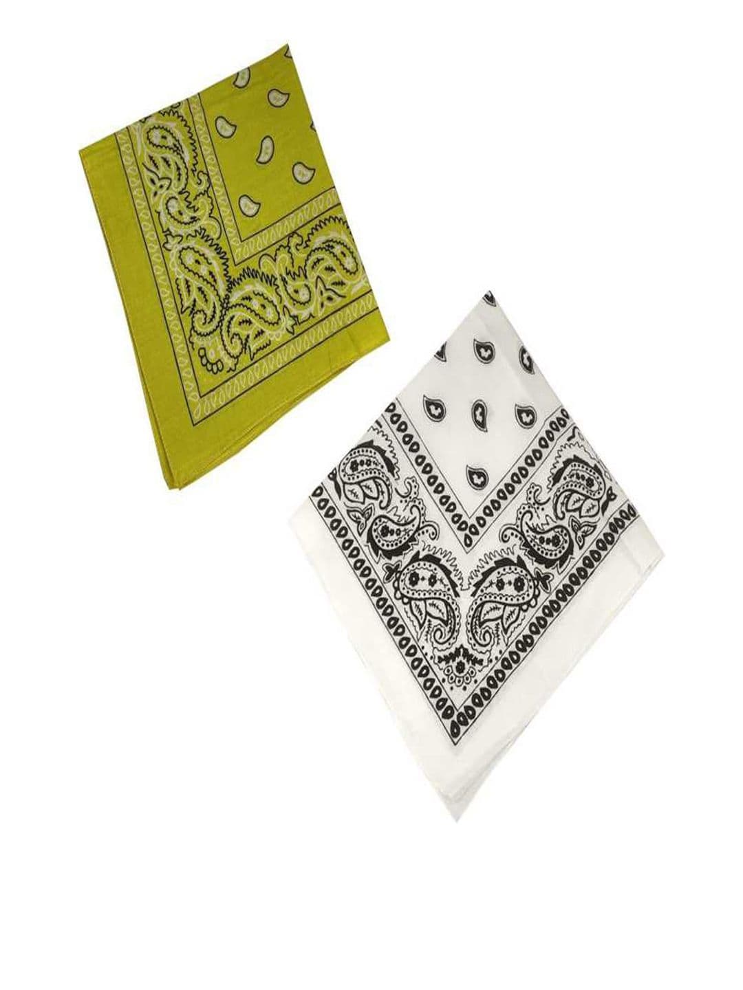 Aadikart Pack Of 2 Green & White Printed Cotton Scarf - view 1
