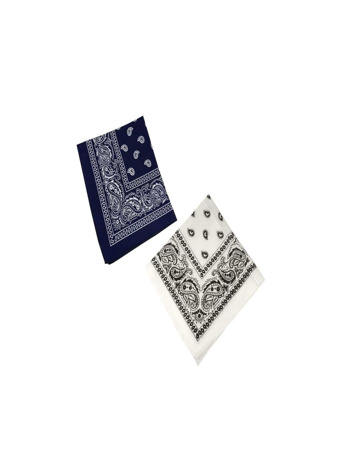 Aadikart Pack Of 2 Navy Blue & White Paisley Printed Cotton Bandanas - view 1