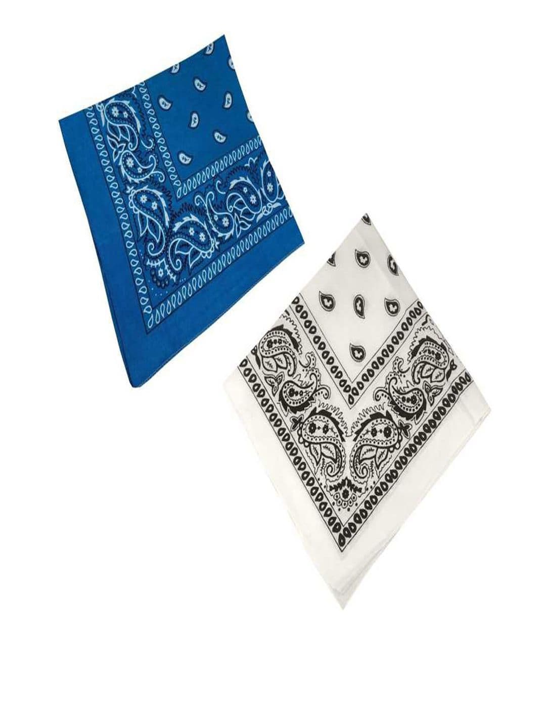 Aadikart Unisex Pack of 2 Blue & White Printed Cotton Bandanas - view 1