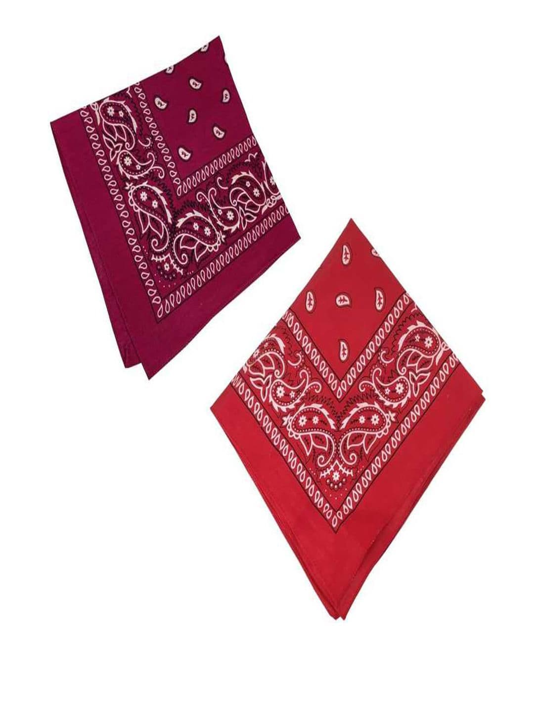 Aadikart Unisex Pack Of 2 Pink & Red Paisley Printed Cotton Bandanas - view 1