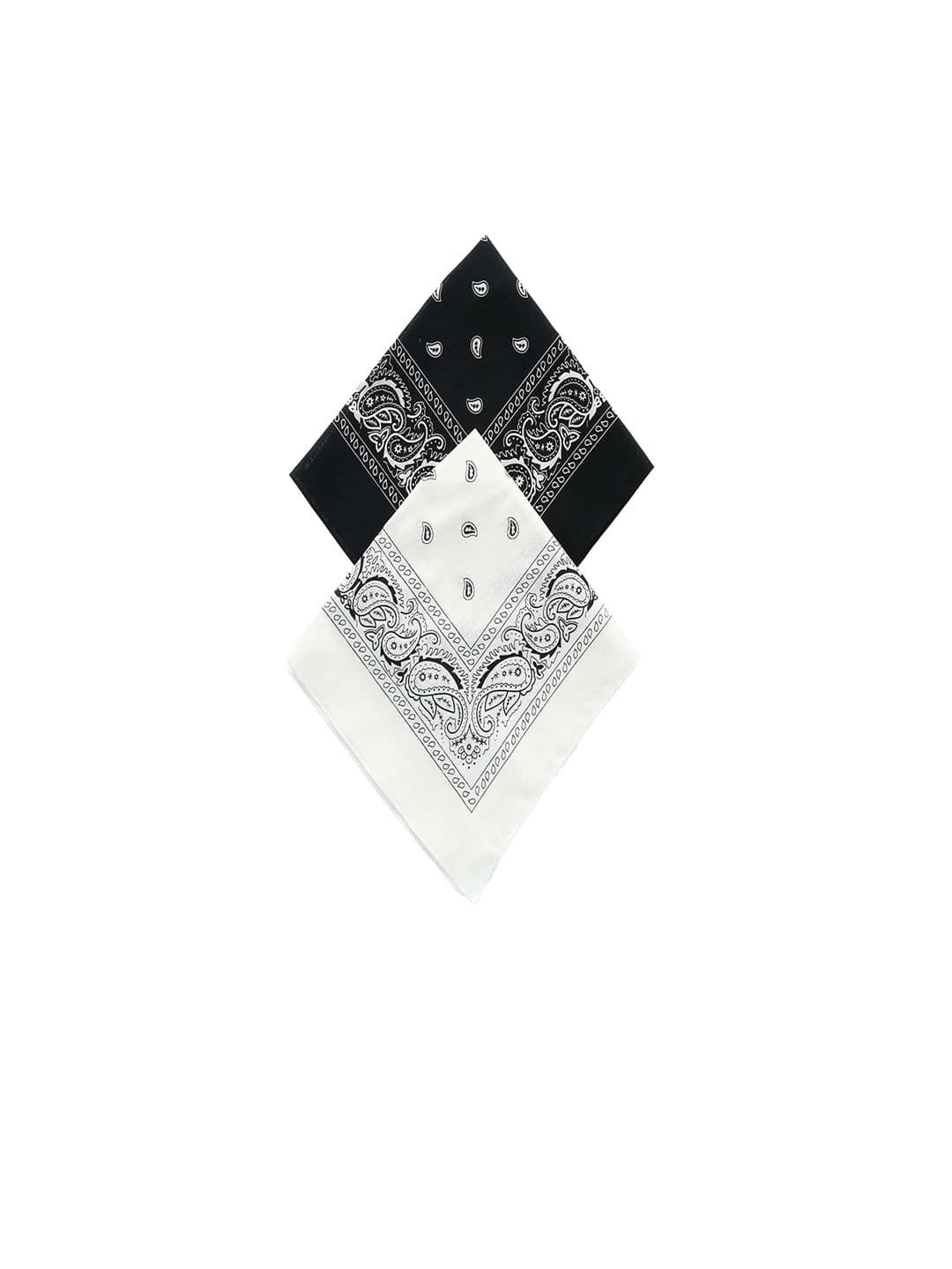 Aadikart Unisex Pack Of 2 Black & White Paisley Printed Cotton Bandanas - view 1